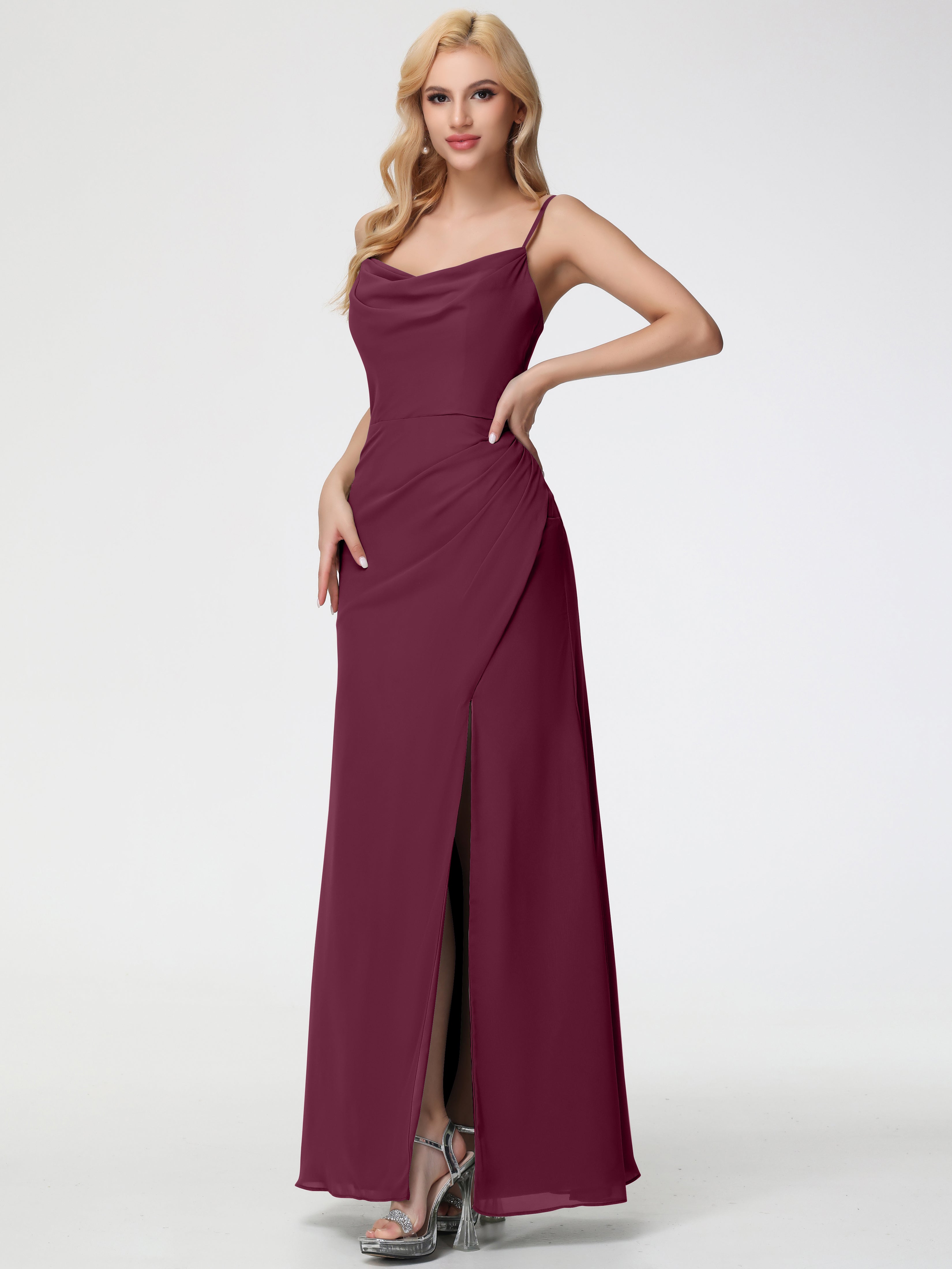Cowl Sheath/Column Spaghetti Straps Chiffon Bridesmaid Dresses (Copy)