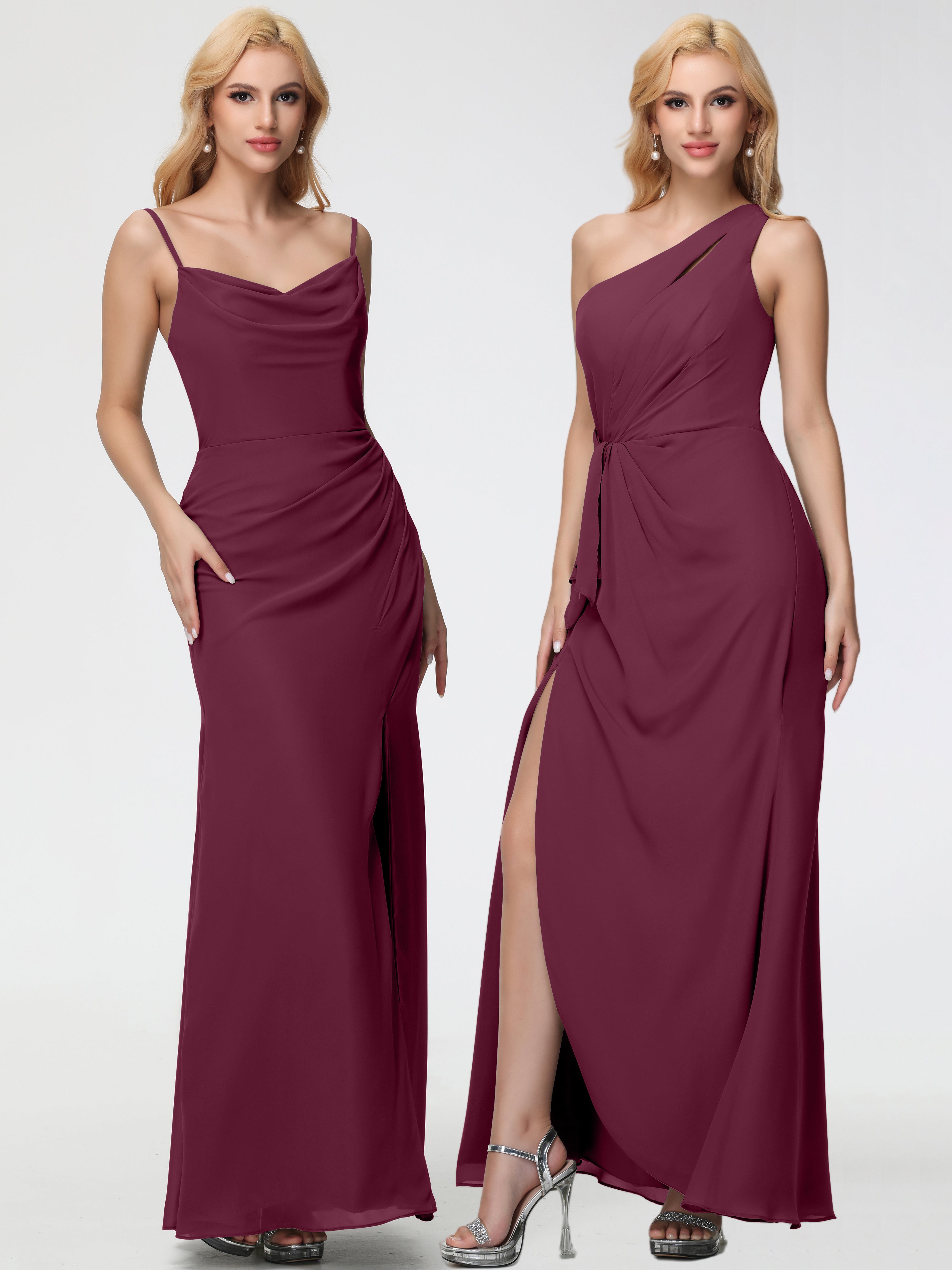 Cowl Sheath/Column Spaghetti Straps Chiffon Bridesmaid Dresses (Copy)