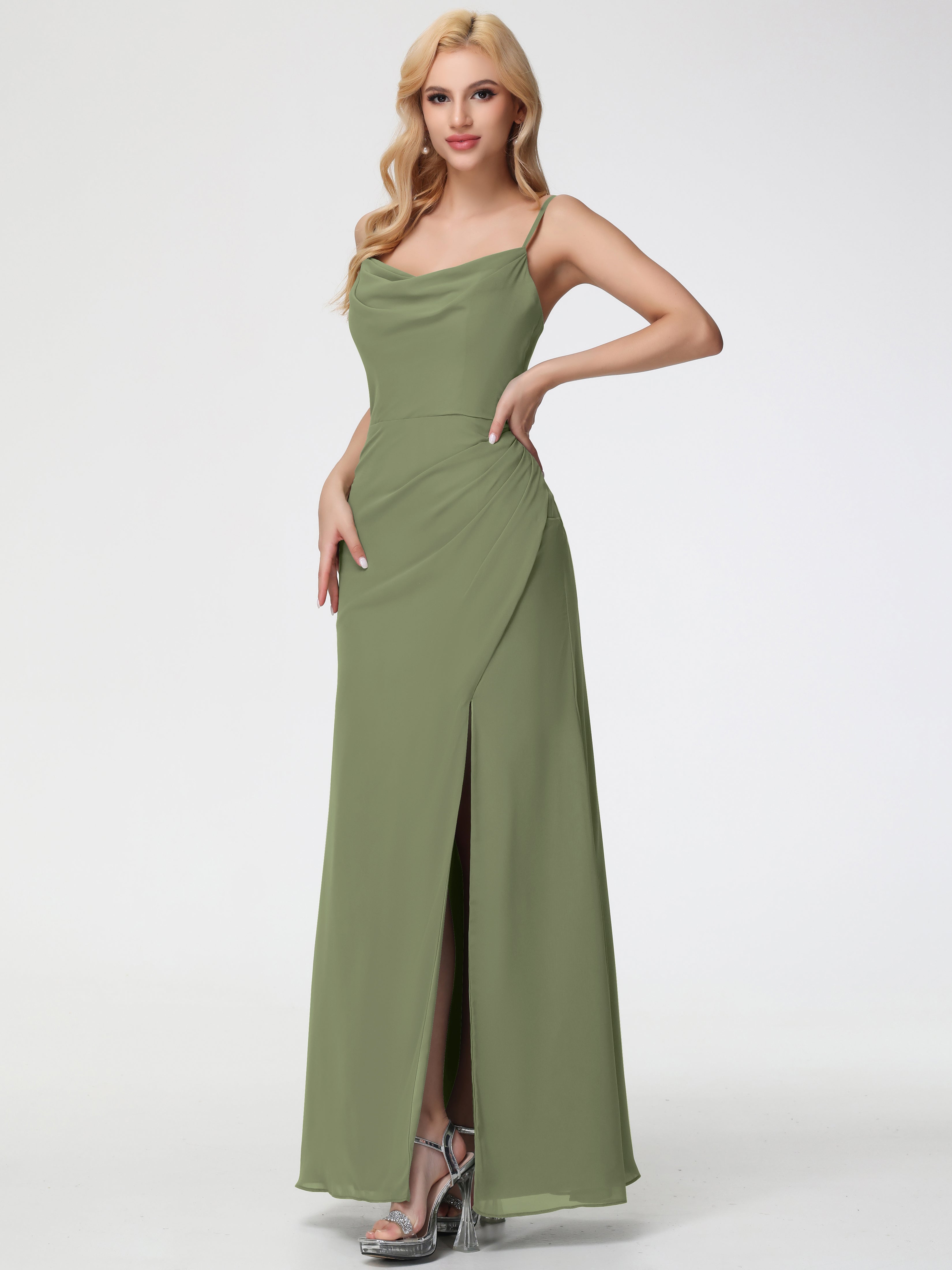Cowl Sheath/Column Spaghetti Straps Chiffon Bridesmaid Dresses (Copy)