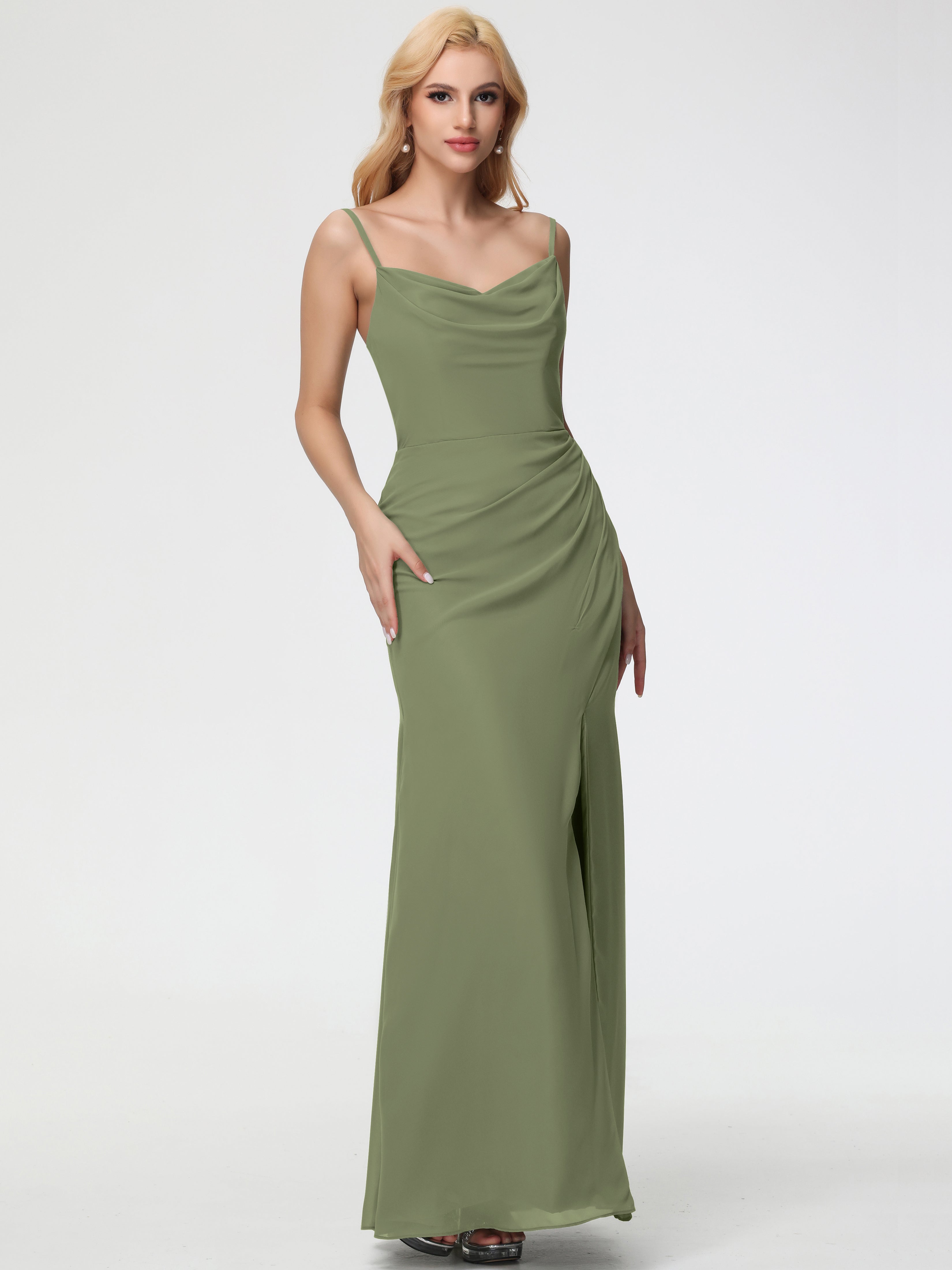 Cowl Sheath/Column Spaghetti Straps Chiffon Bridesmaid Dresses (Copy)