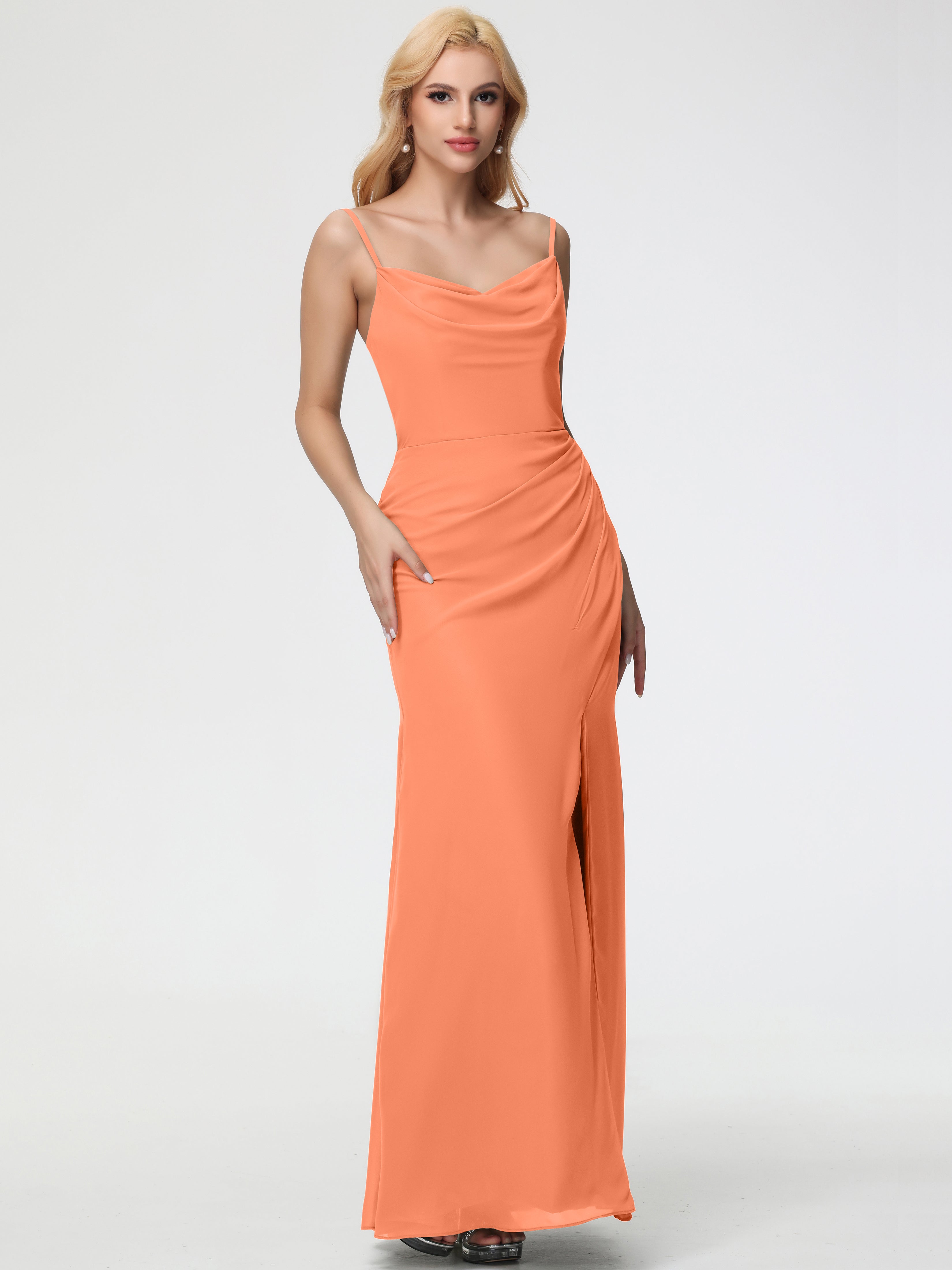 Cowl Sheath/Column Spaghetti Straps Chiffon Bridesmaid Dresses (Copy)