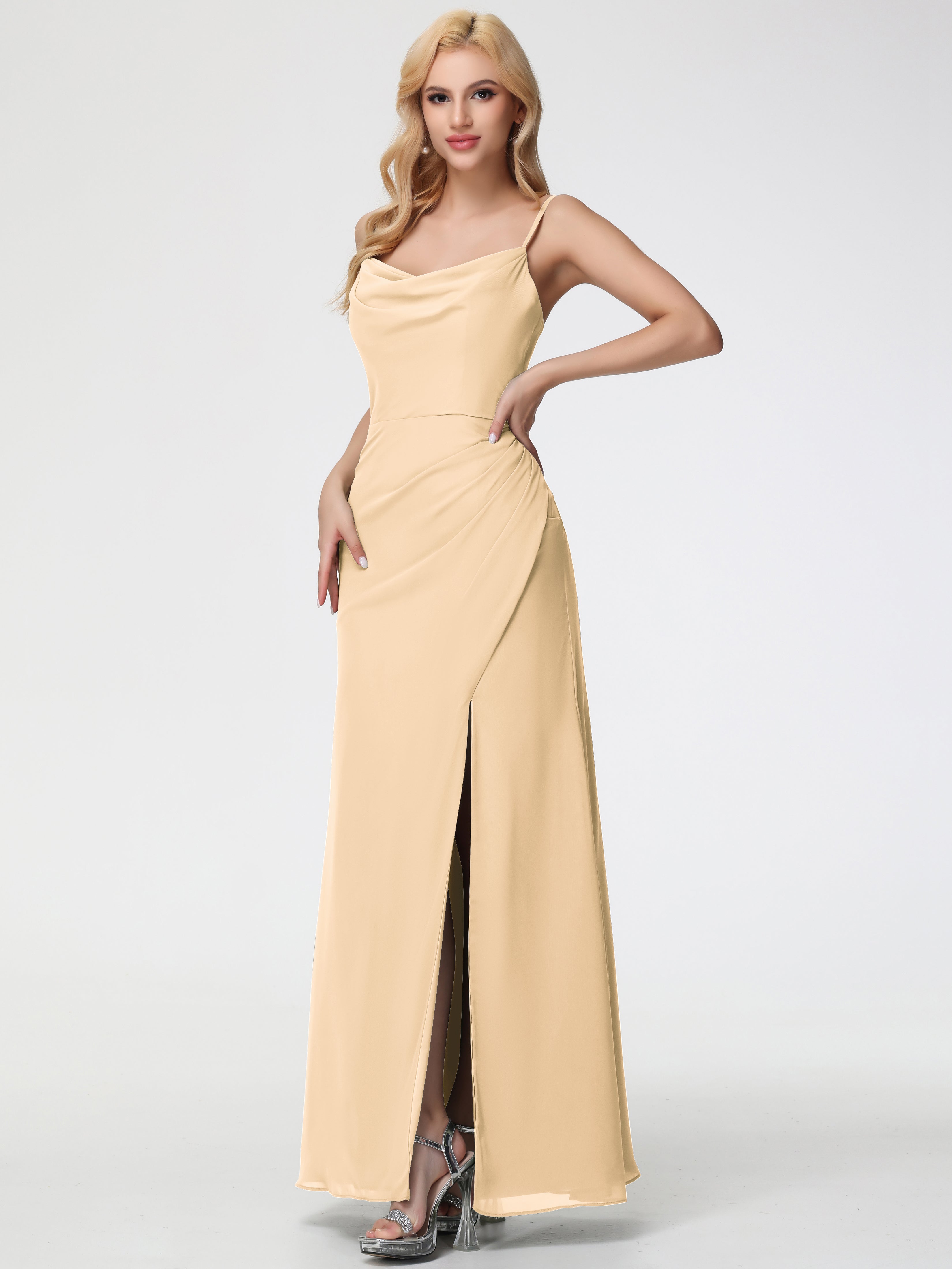 Cowl Sheath/Column Spaghetti Straps Chiffon Bridesmaid Dresses (Copy)