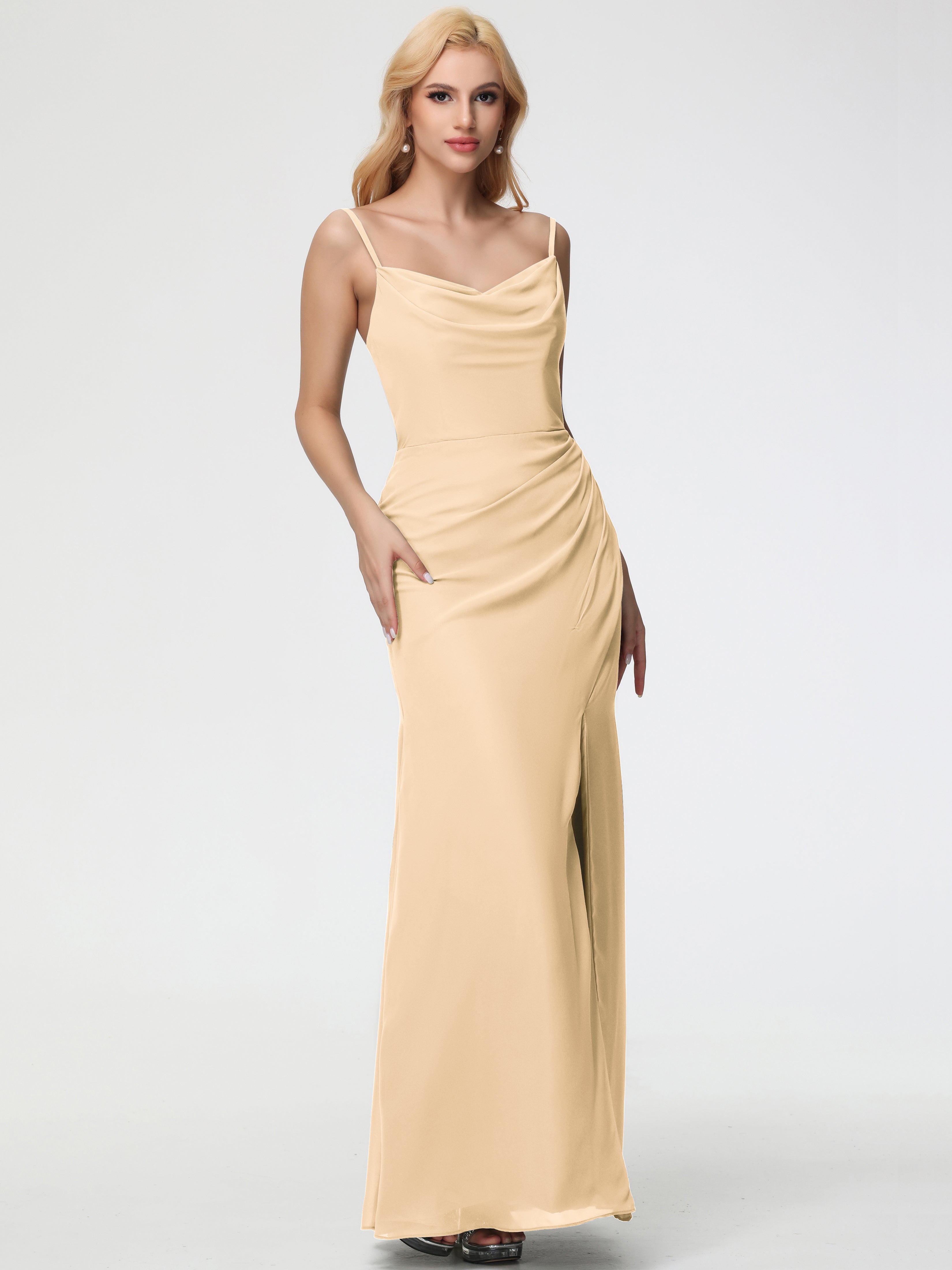 Cowl Sheath/Column Spaghetti Straps Chiffon Bridesmaid Dresses (Copy)