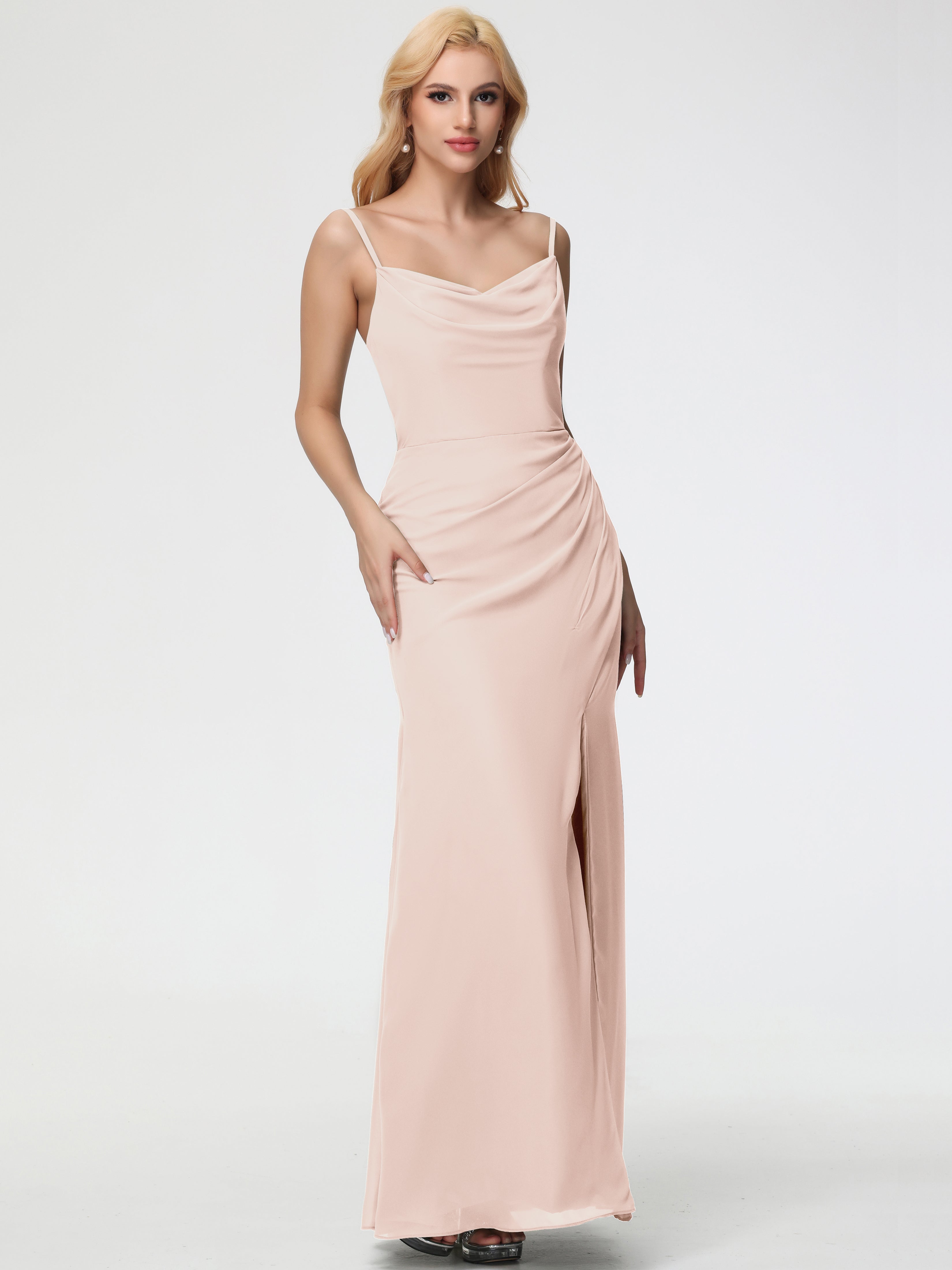 Cowl Sheath/Column Spaghetti Straps Chiffon Bridesmaid Dresses (Copy)