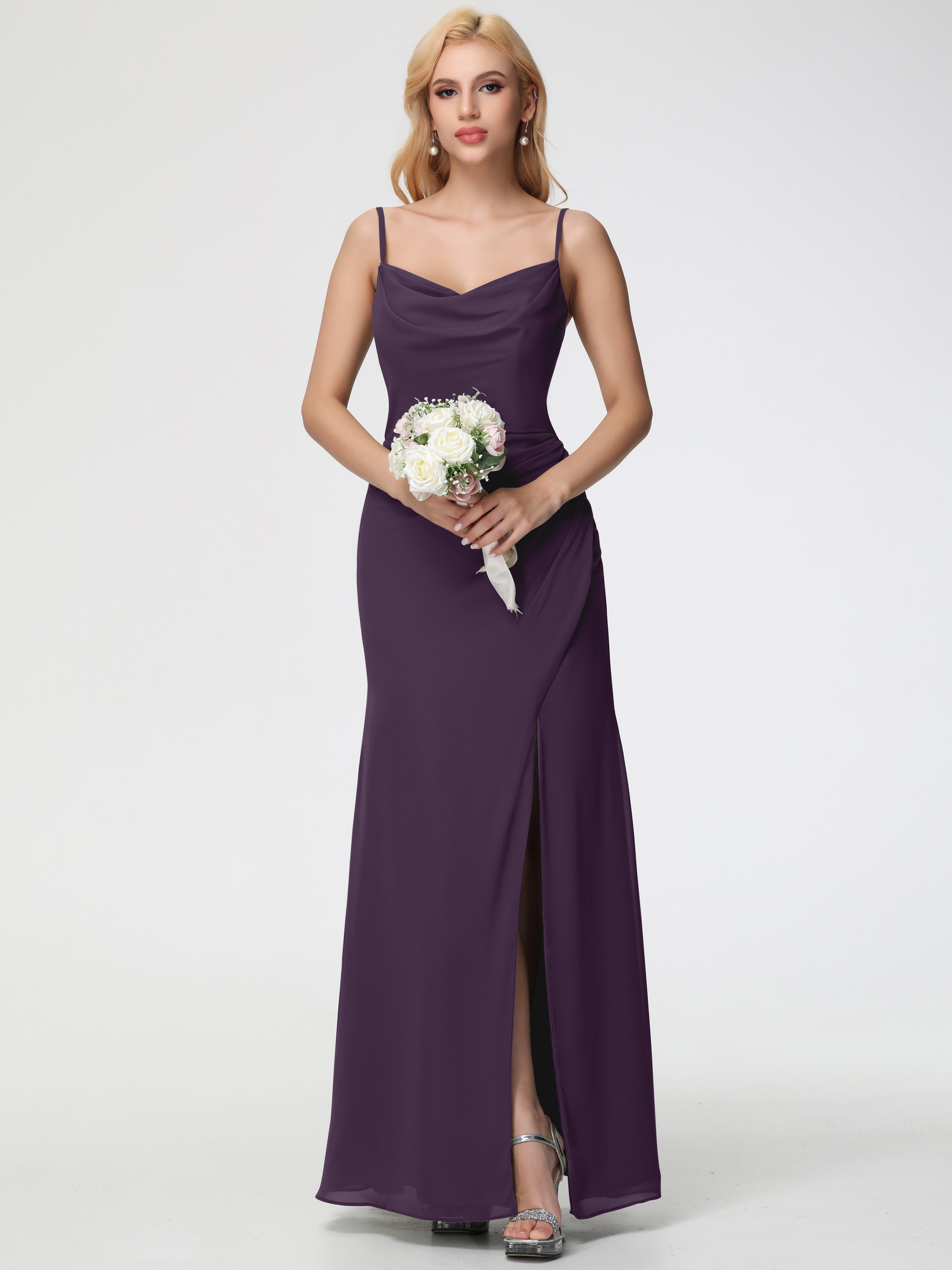 Cowl Sheath/Column Spaghetti Straps Chiffon Bridesmaid Dresses (Copy)
