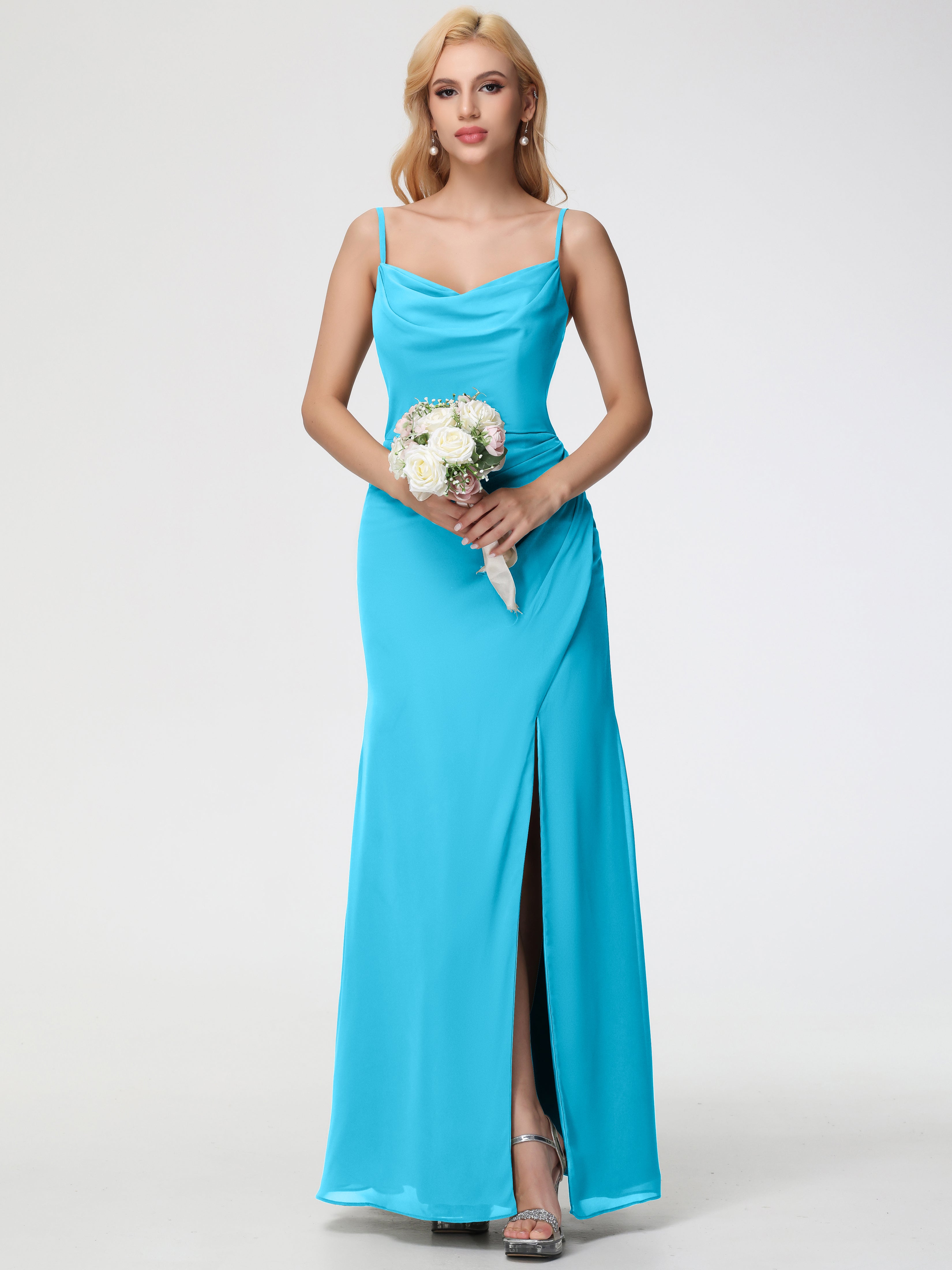 Cowl Sheath/Column Spaghetti Straps Chiffon Bridesmaid Dresses (Copy)