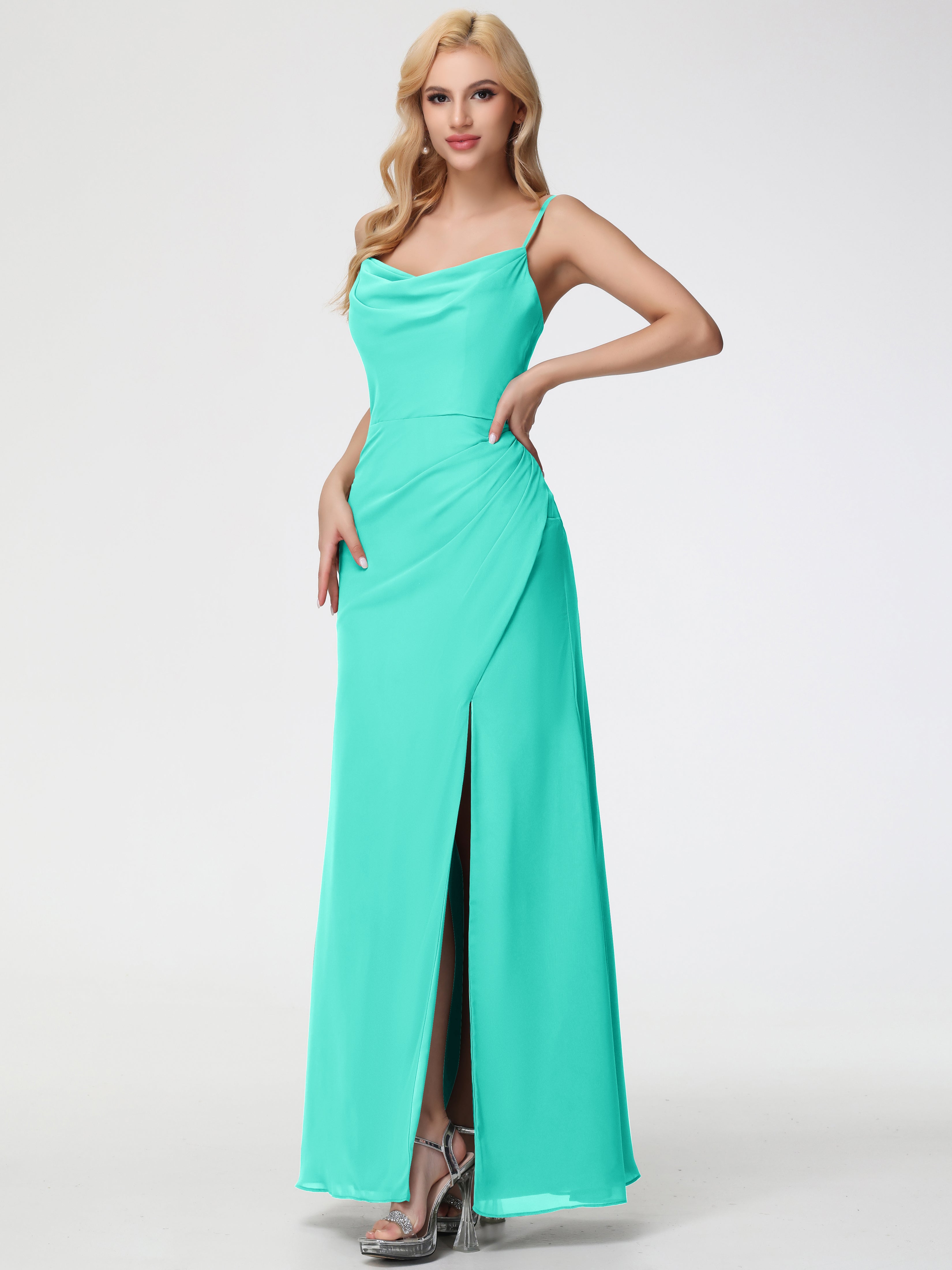 Cowl Sheath/Column Spaghetti Straps Chiffon Bridesmaid Dresses (Copy)