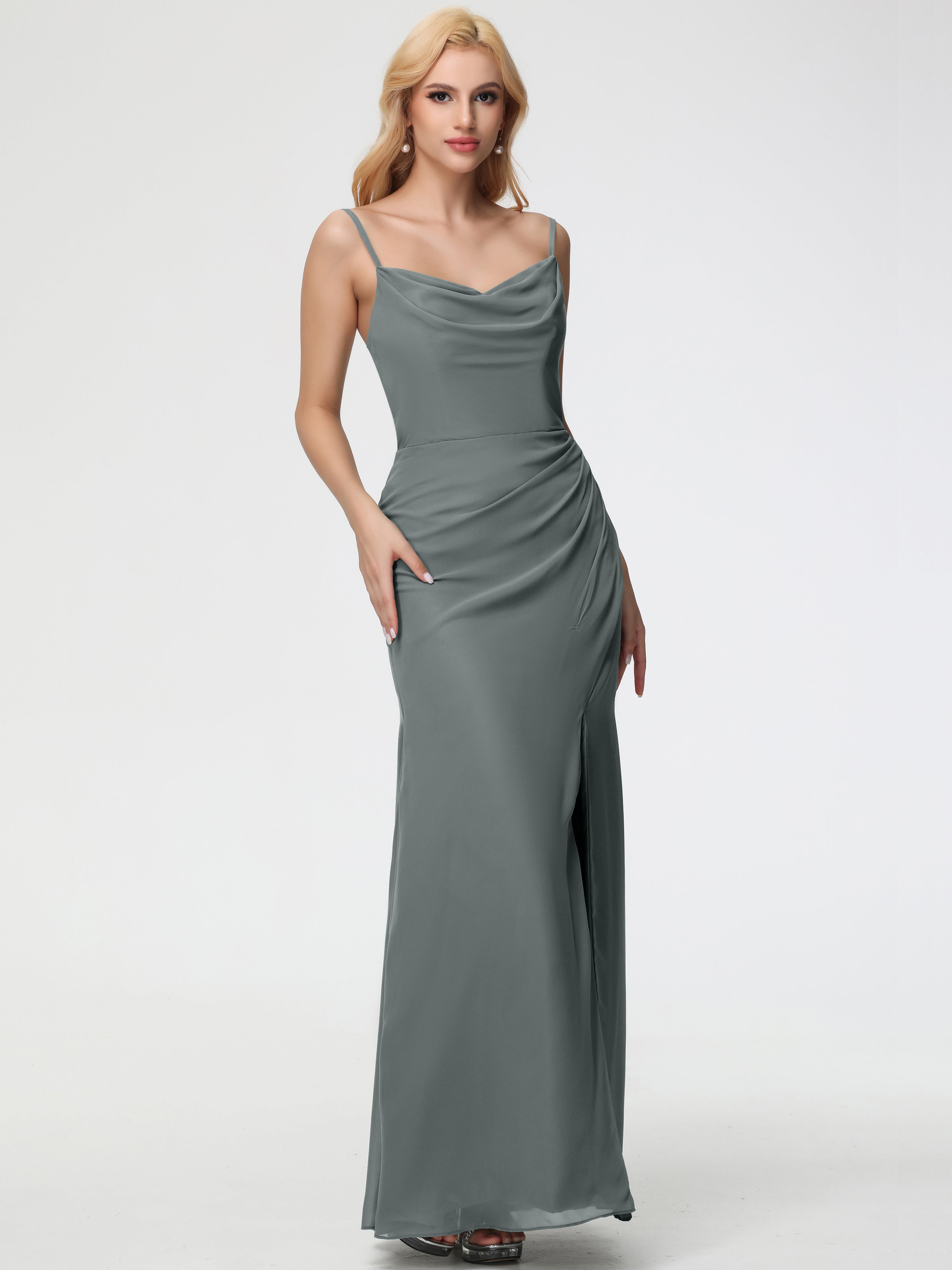 Cowl Sheath/Column Spaghetti Straps Chiffon Bridesmaid Dresses (Copy)
