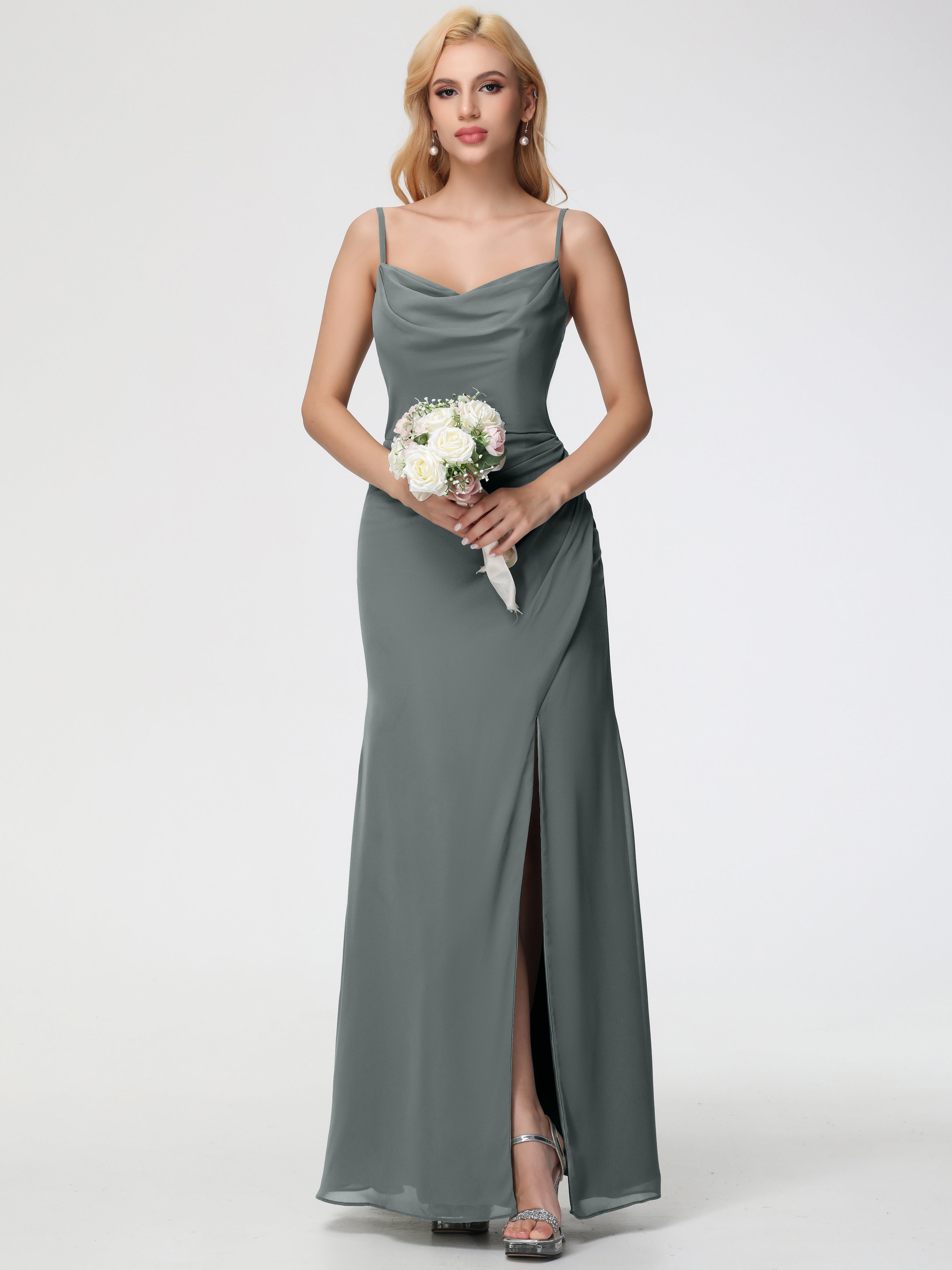 Cowl Sheath/Column Spaghetti Straps Chiffon Bridesmaid Dresses (Copy)