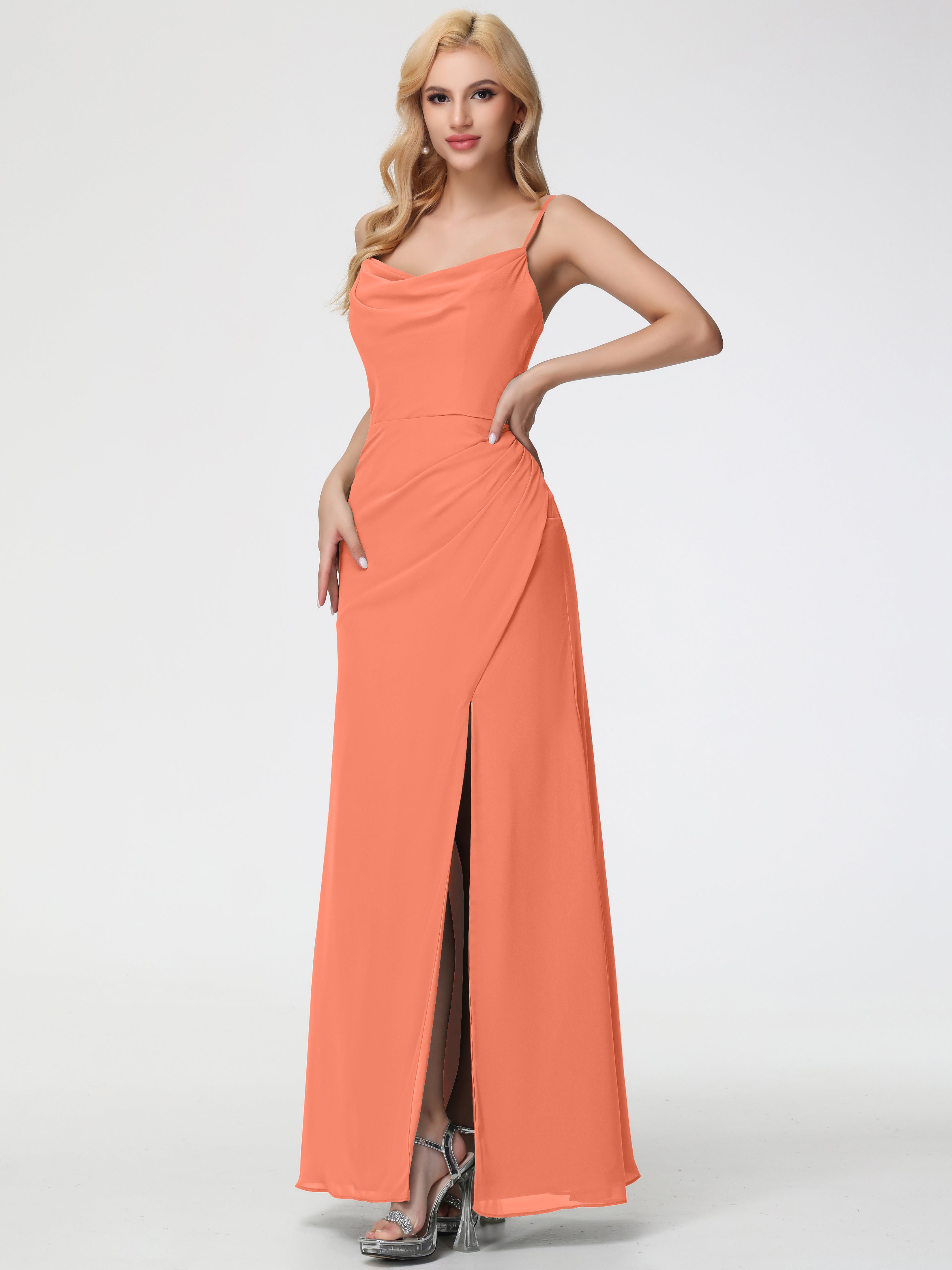 Cowl Sheath/Column Spaghetti Straps Chiffon Bridesmaid Dresses (Copy)