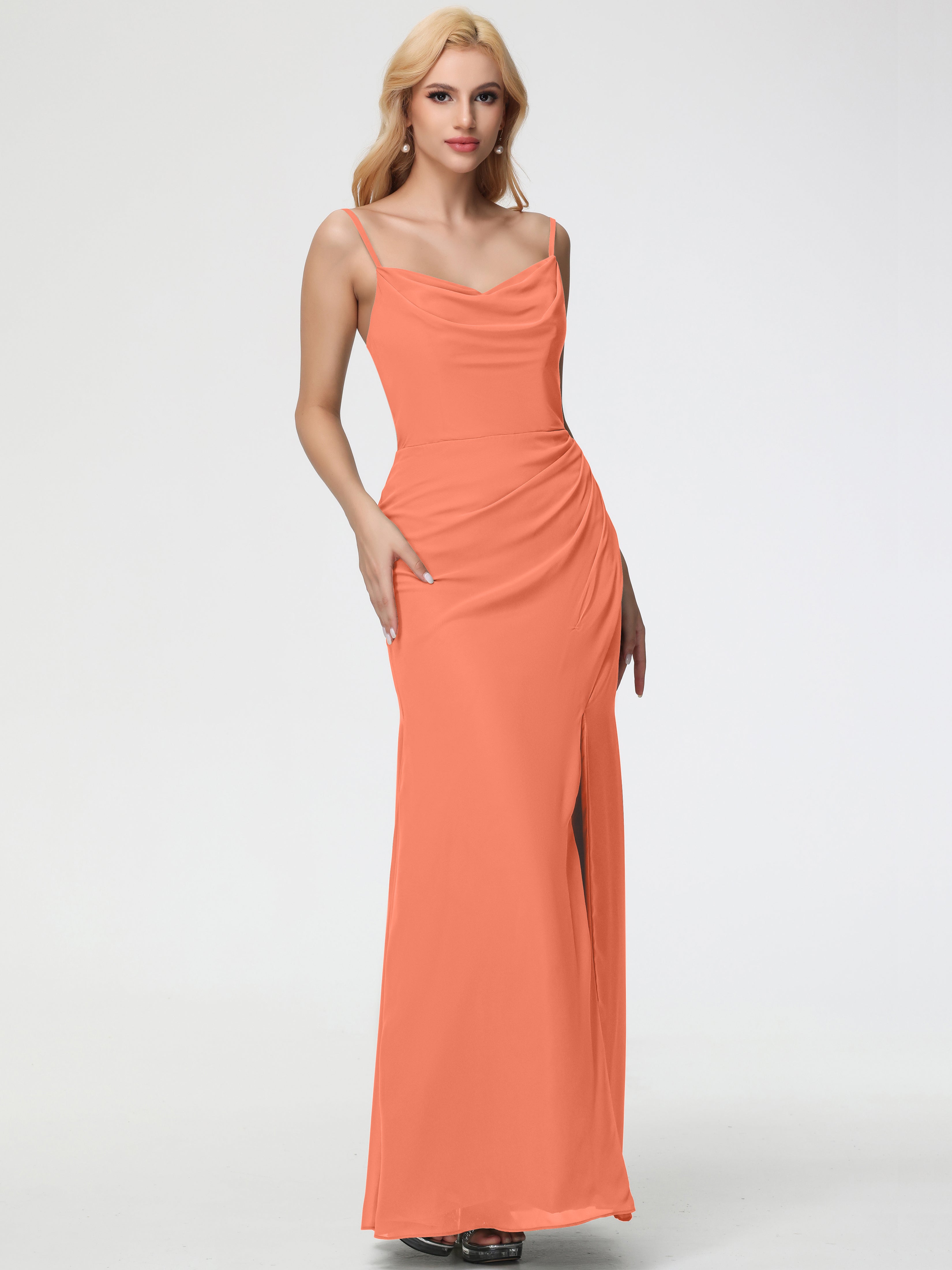 Cowl Sheath/Column Spaghetti Straps Chiffon Bridesmaid Dresses (Copy)