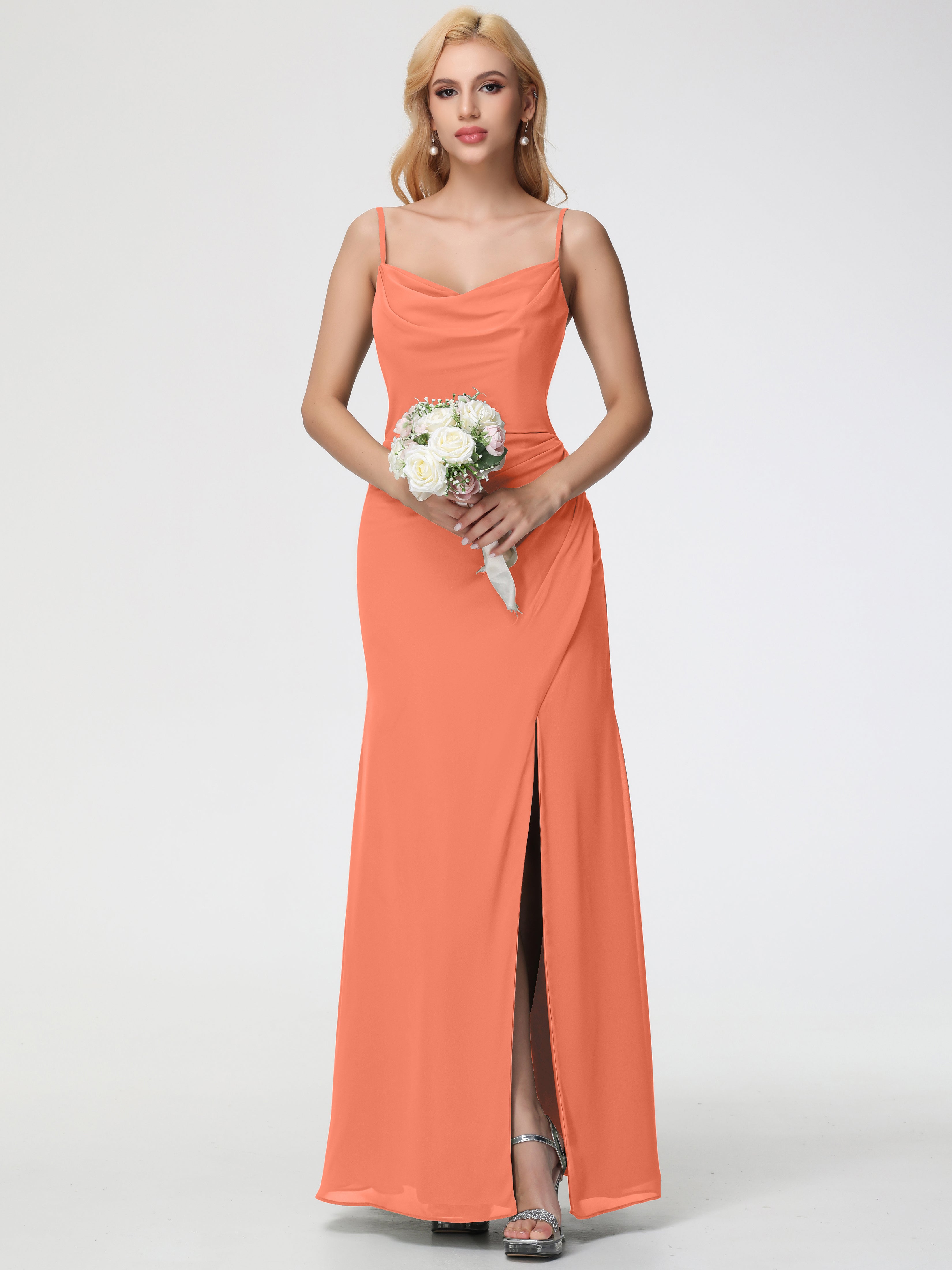 Cowl Sheath/Column Spaghetti Straps Chiffon Bridesmaid Dresses (Copy)