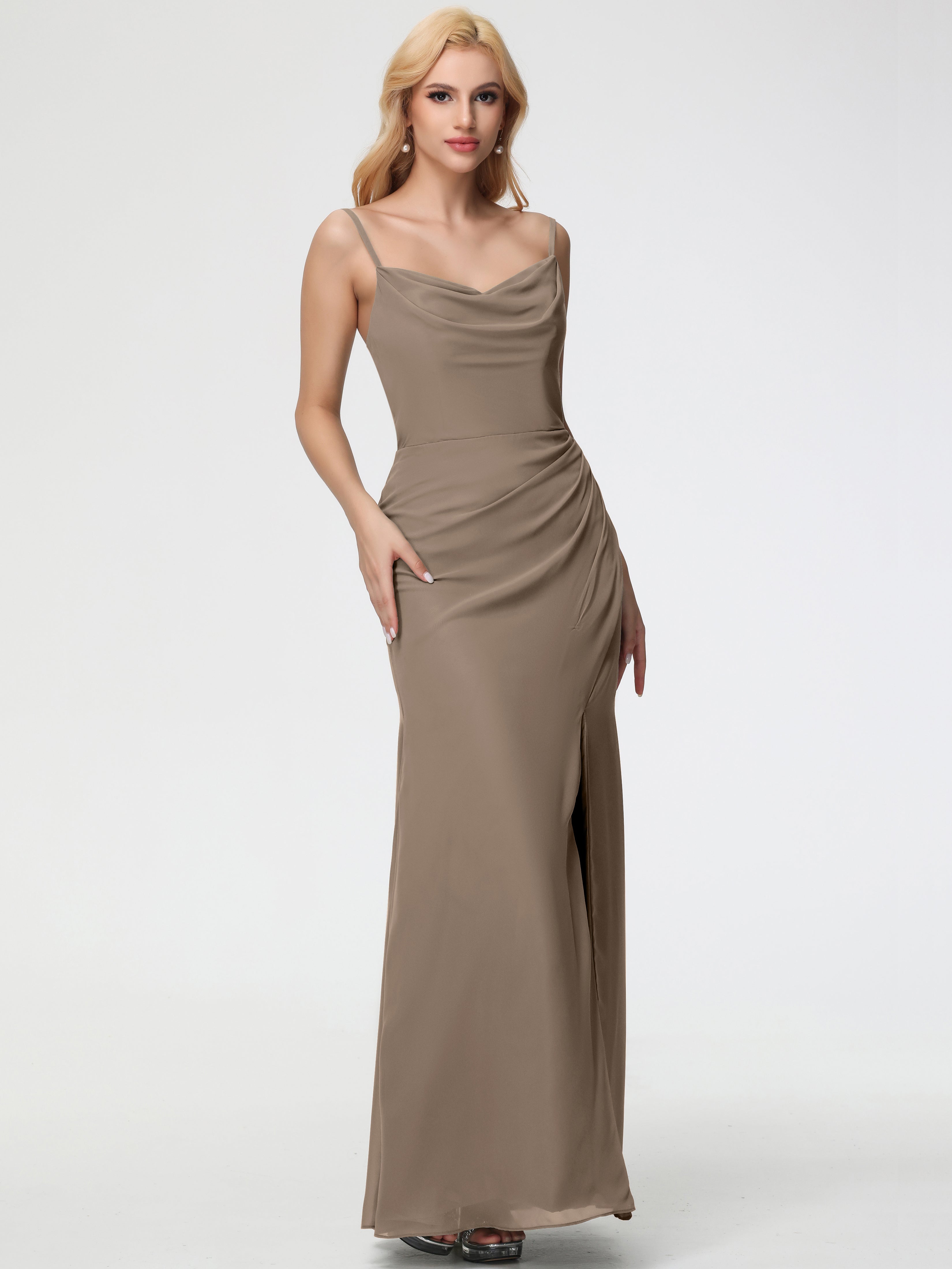 Cowl Sheath/Column Spaghetti Straps Chiffon Bridesmaid Dresses (Copy)