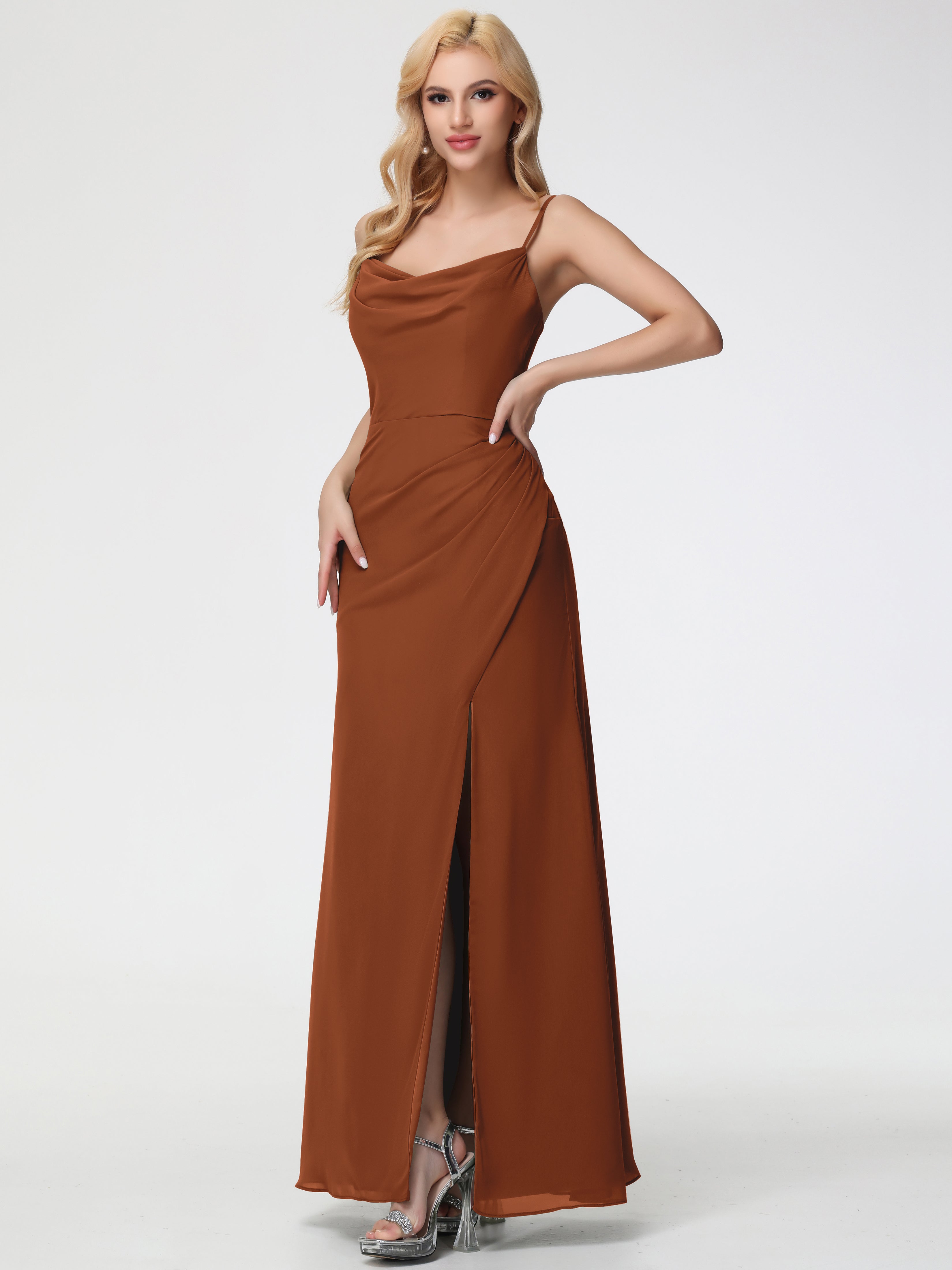Cowl Sheath/Column Spaghetti Straps Chiffon Bridesmaid Dresses (Copy)