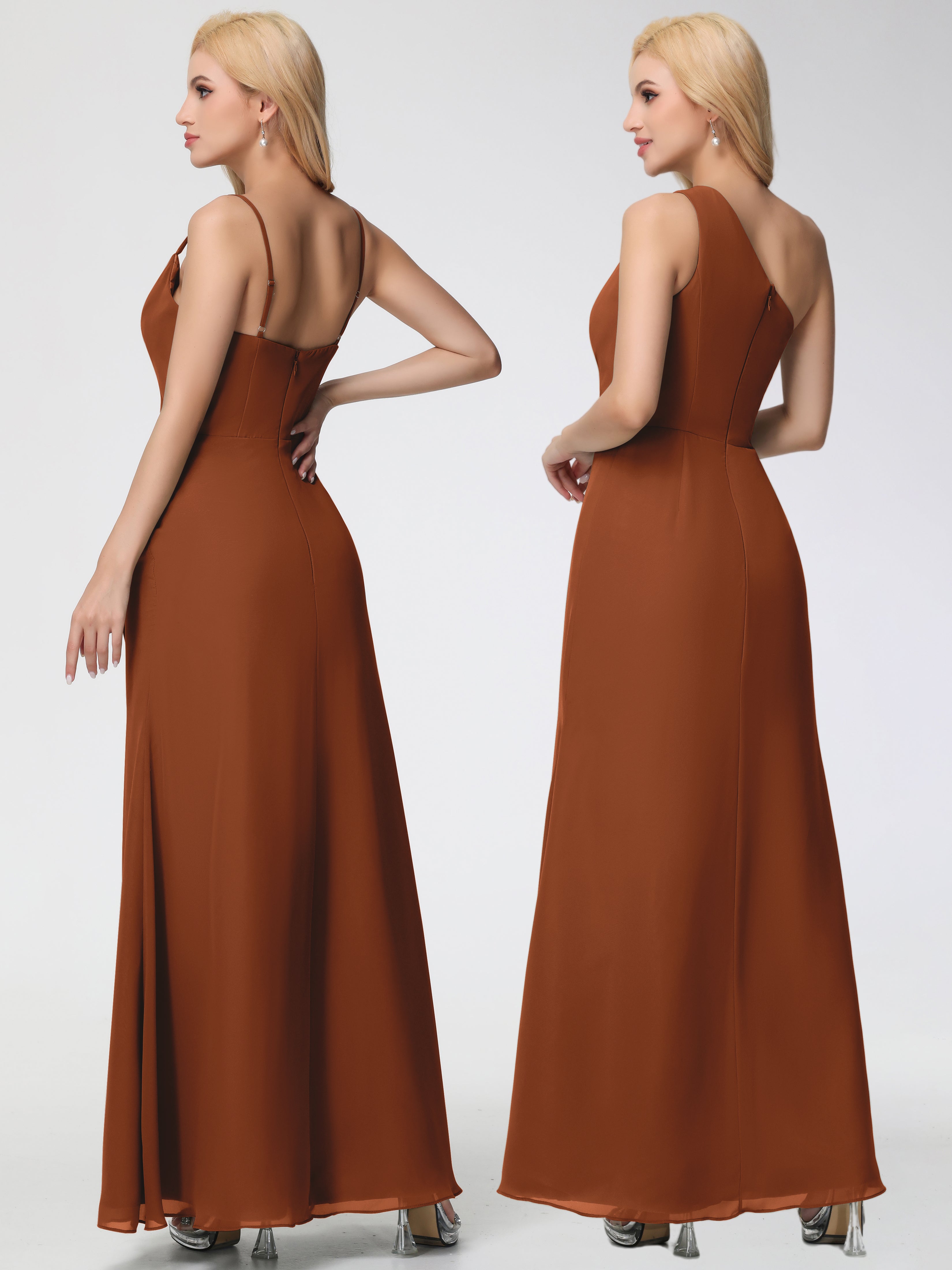 Cowl Sheath/Column Spaghetti Straps Chiffon Bridesmaid Dresses (Copy)