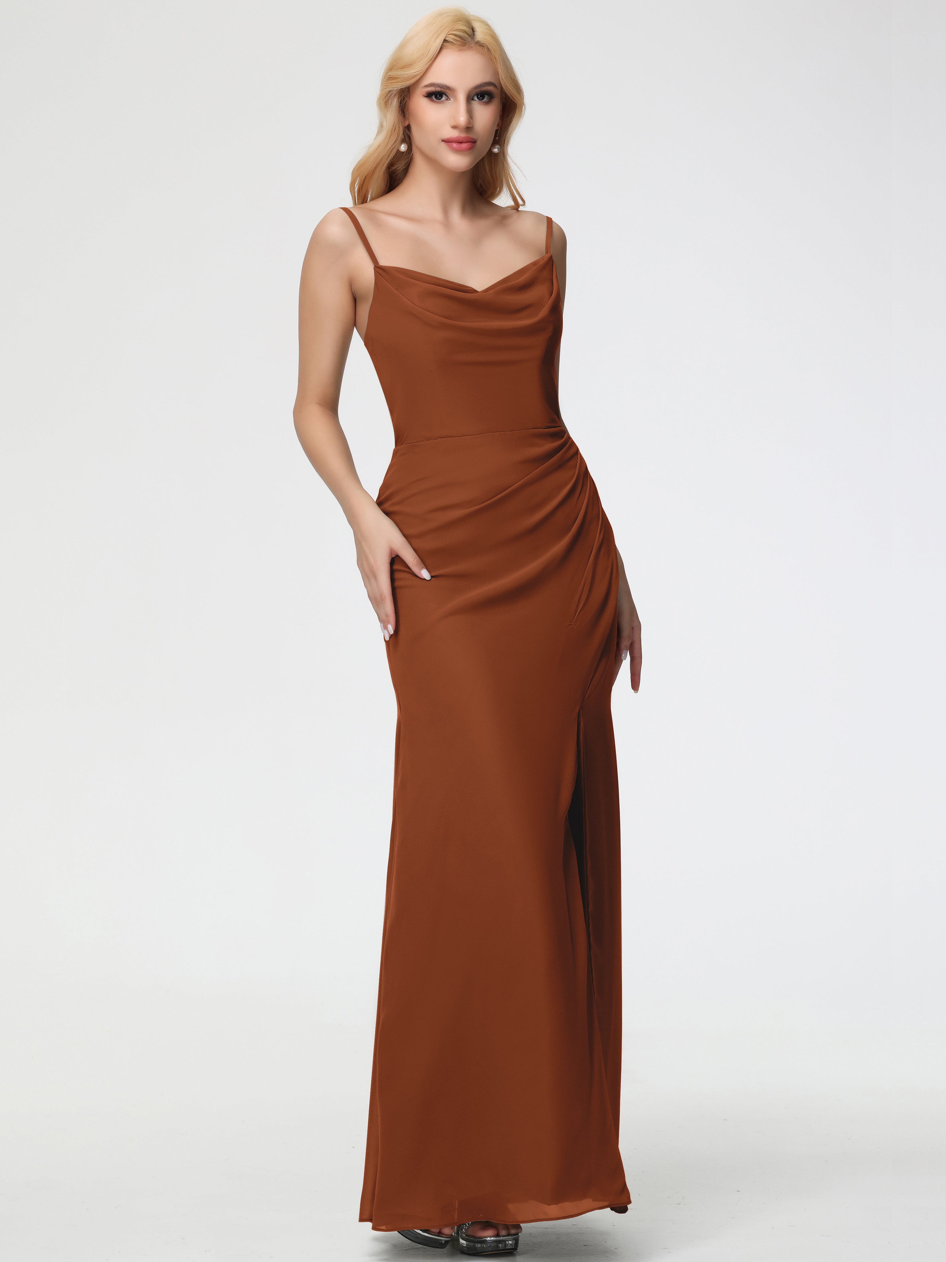 Cowl Sheath/Column Spaghetti Straps Chiffon Bridesmaid Dresses (Copy)