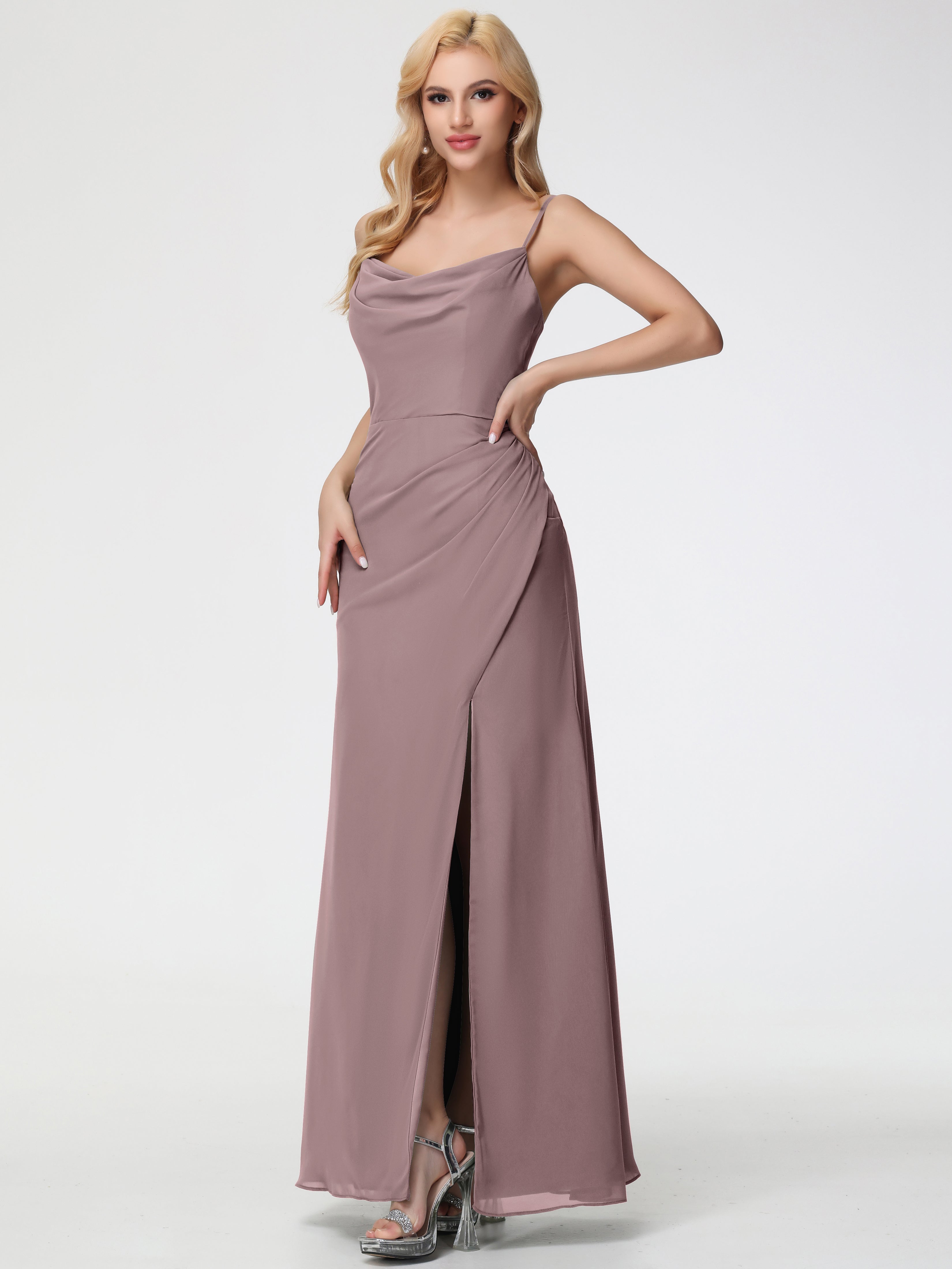 Cowl Sheath/Column Spaghetti Straps Chiffon Bridesmaid Dresses (Copy)