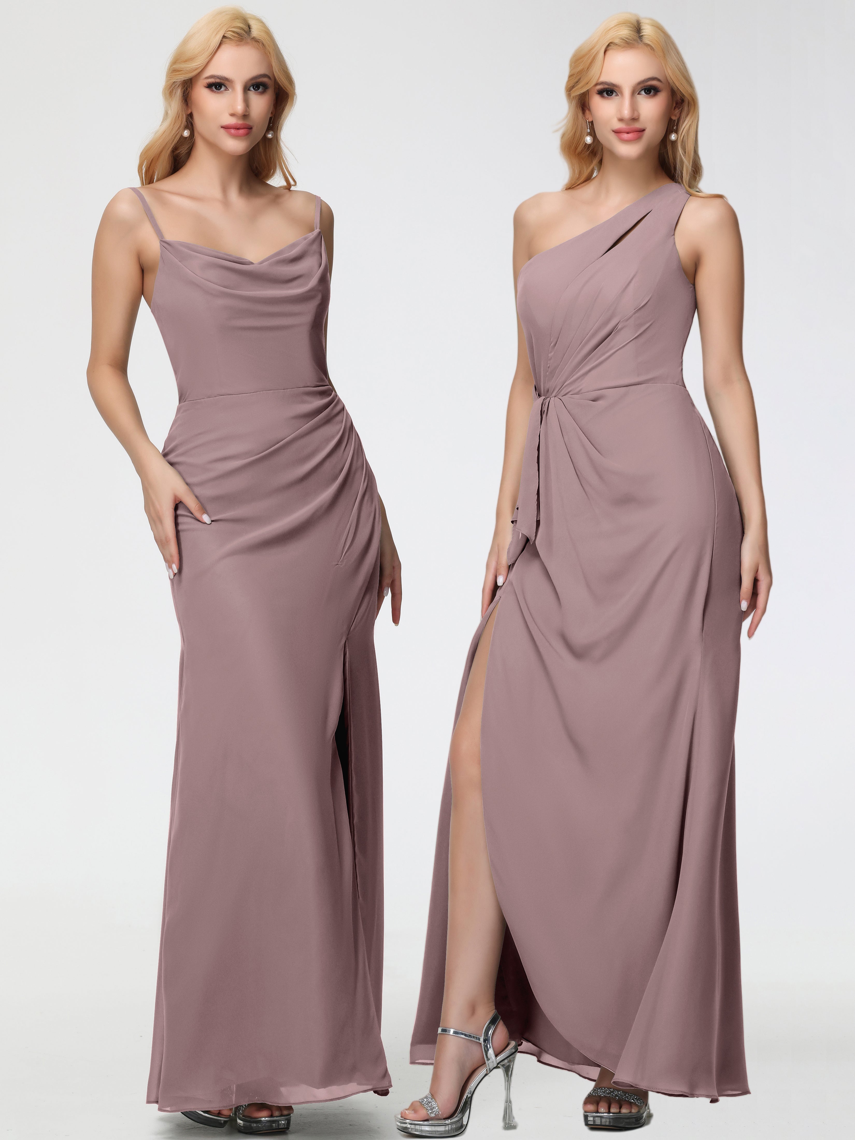Cowl Sheath/Column Spaghetti Straps Chiffon Bridesmaid Dresses (Copy)