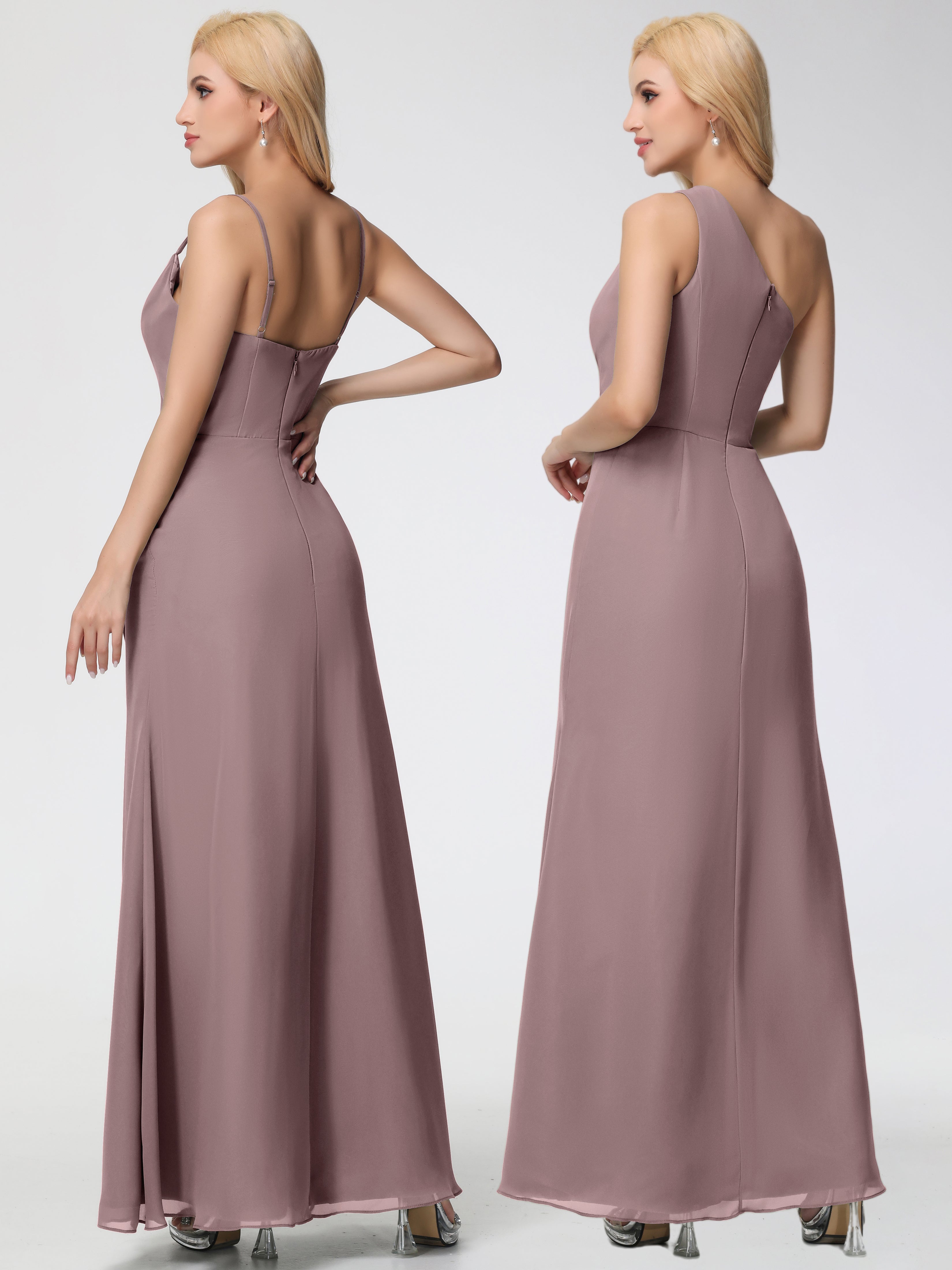Cowl Sheath/Column Spaghetti Straps Chiffon Bridesmaid Dresses (Copy)