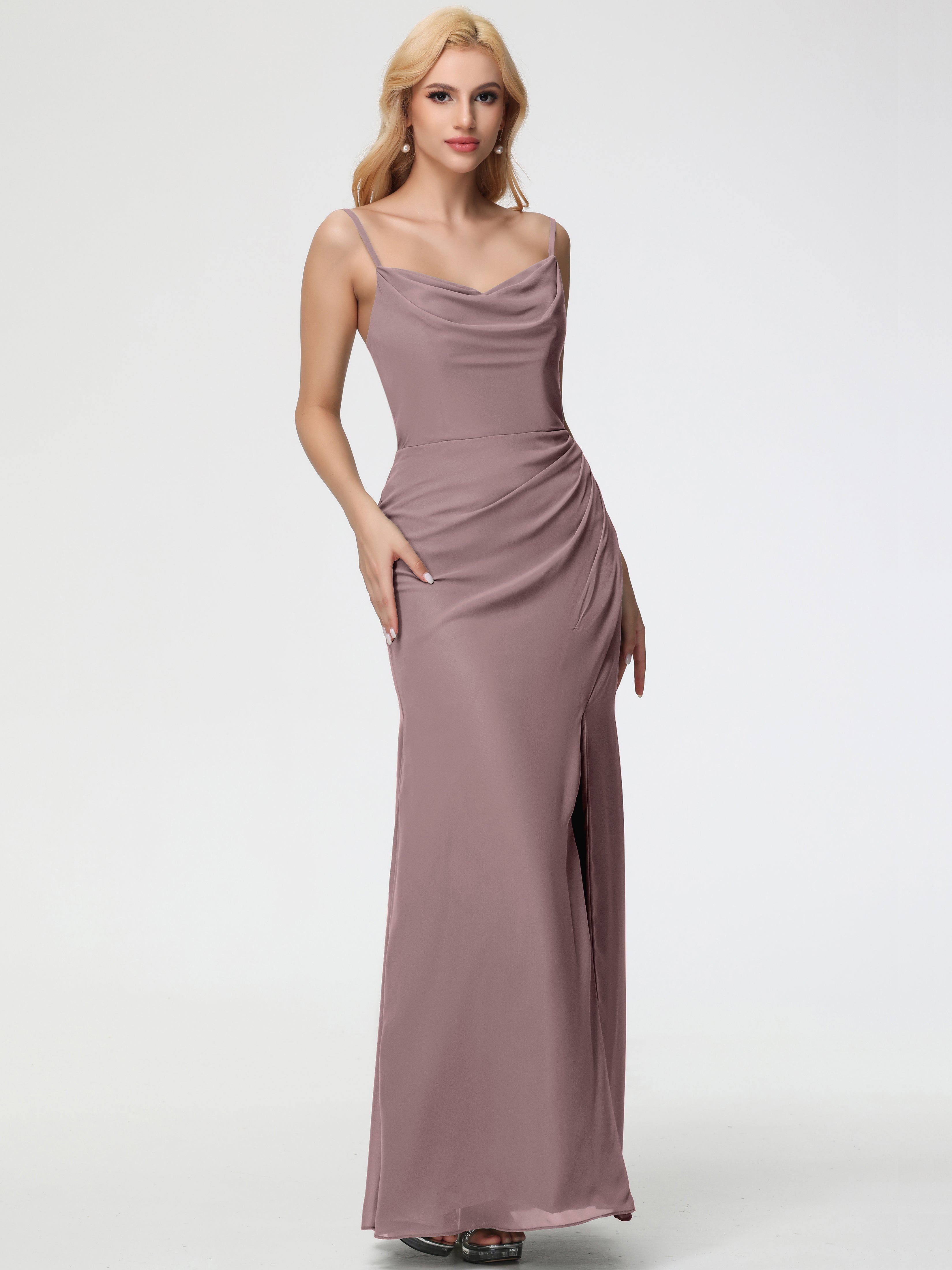 Cowl Sheath/Column Spaghetti Straps Chiffon Bridesmaid Dresses (Copy)