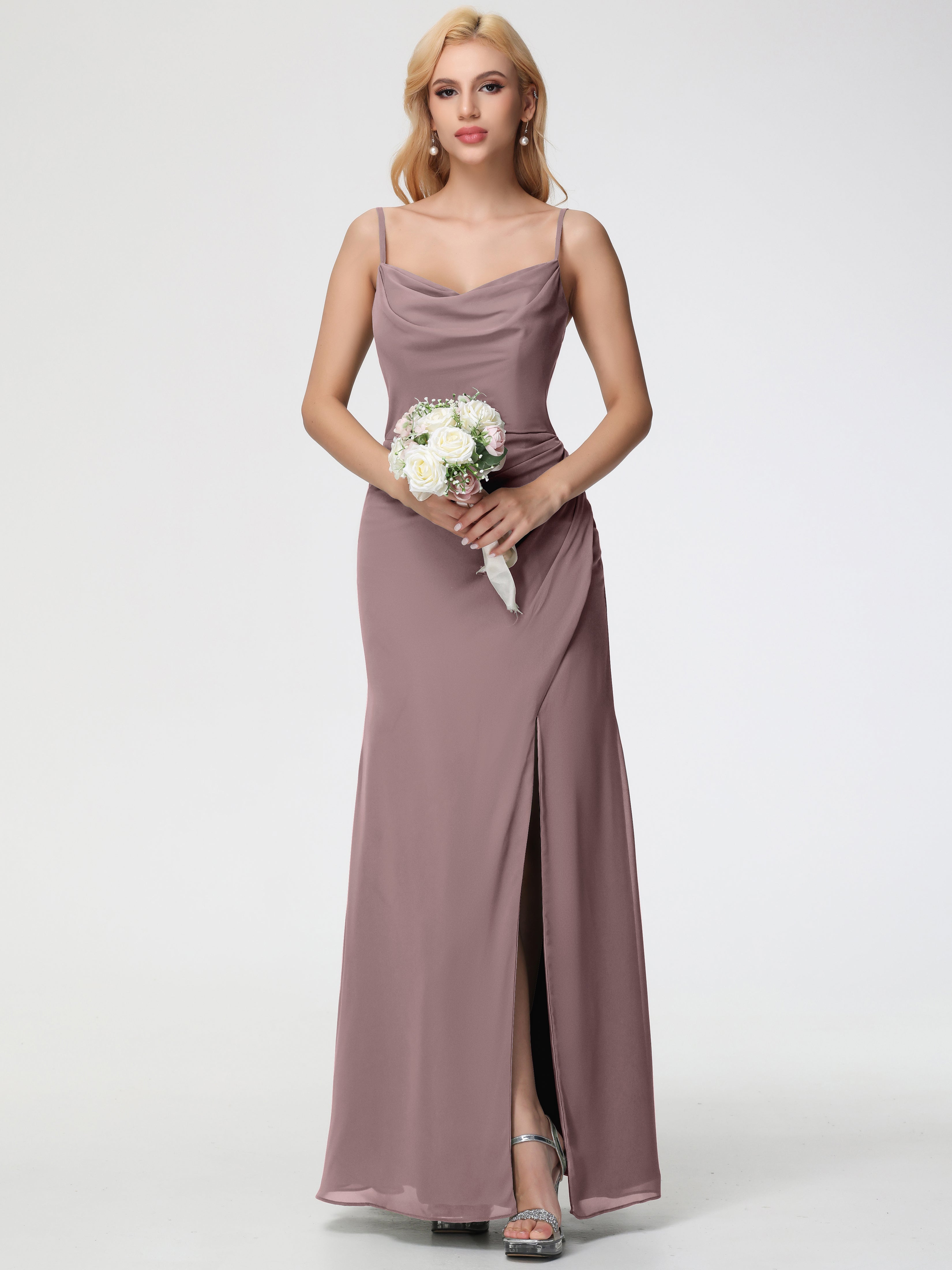 Cowl Sheath/Column Spaghetti Straps Chiffon Bridesmaid Dresses (Copy)