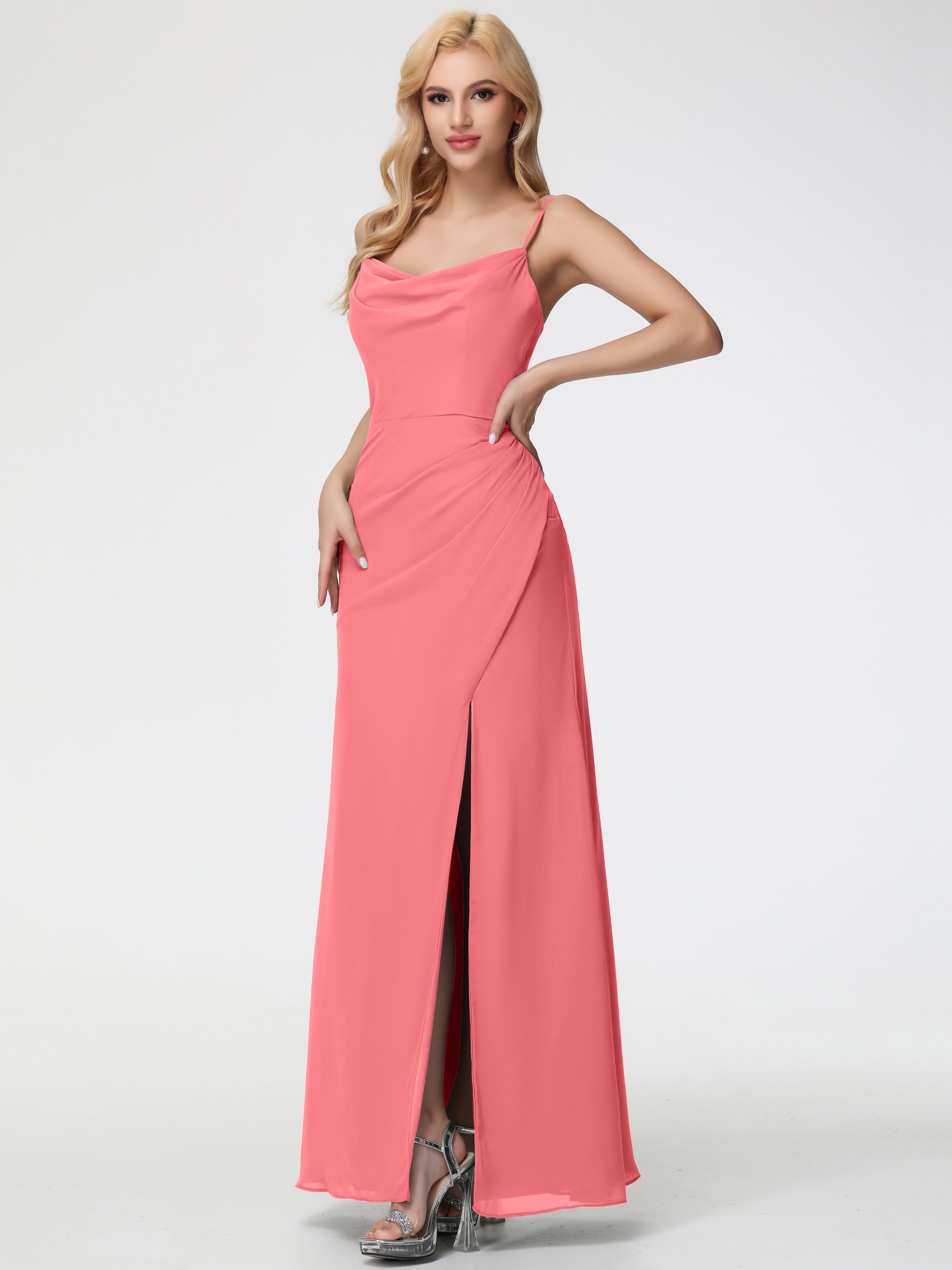 Cowl Sheath/Column Spaghetti Straps Chiffon Bridesmaid Dresses (Copy)