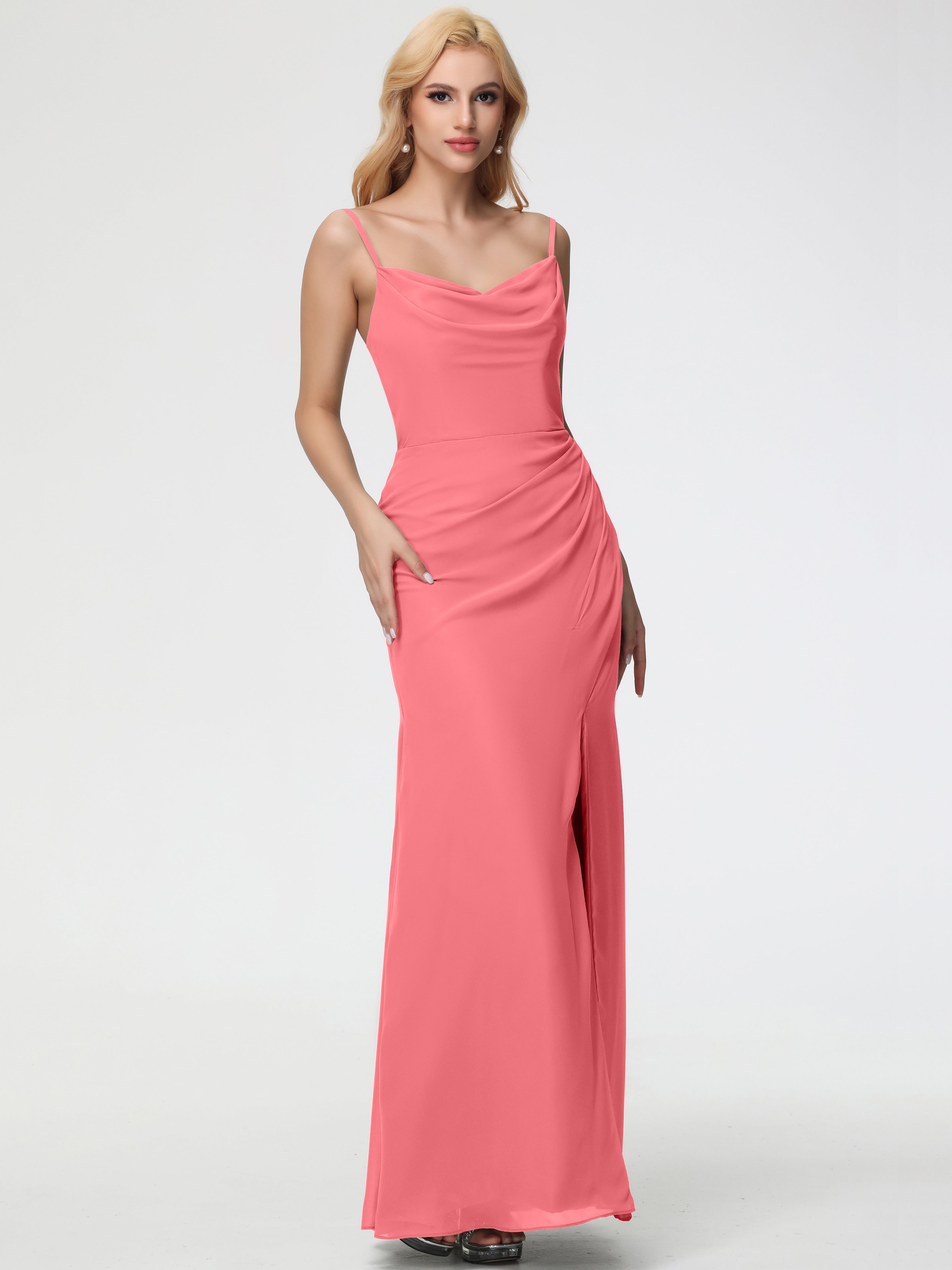 Cowl Sheath/Column Spaghetti Straps Chiffon Bridesmaid Dresses (Copy)