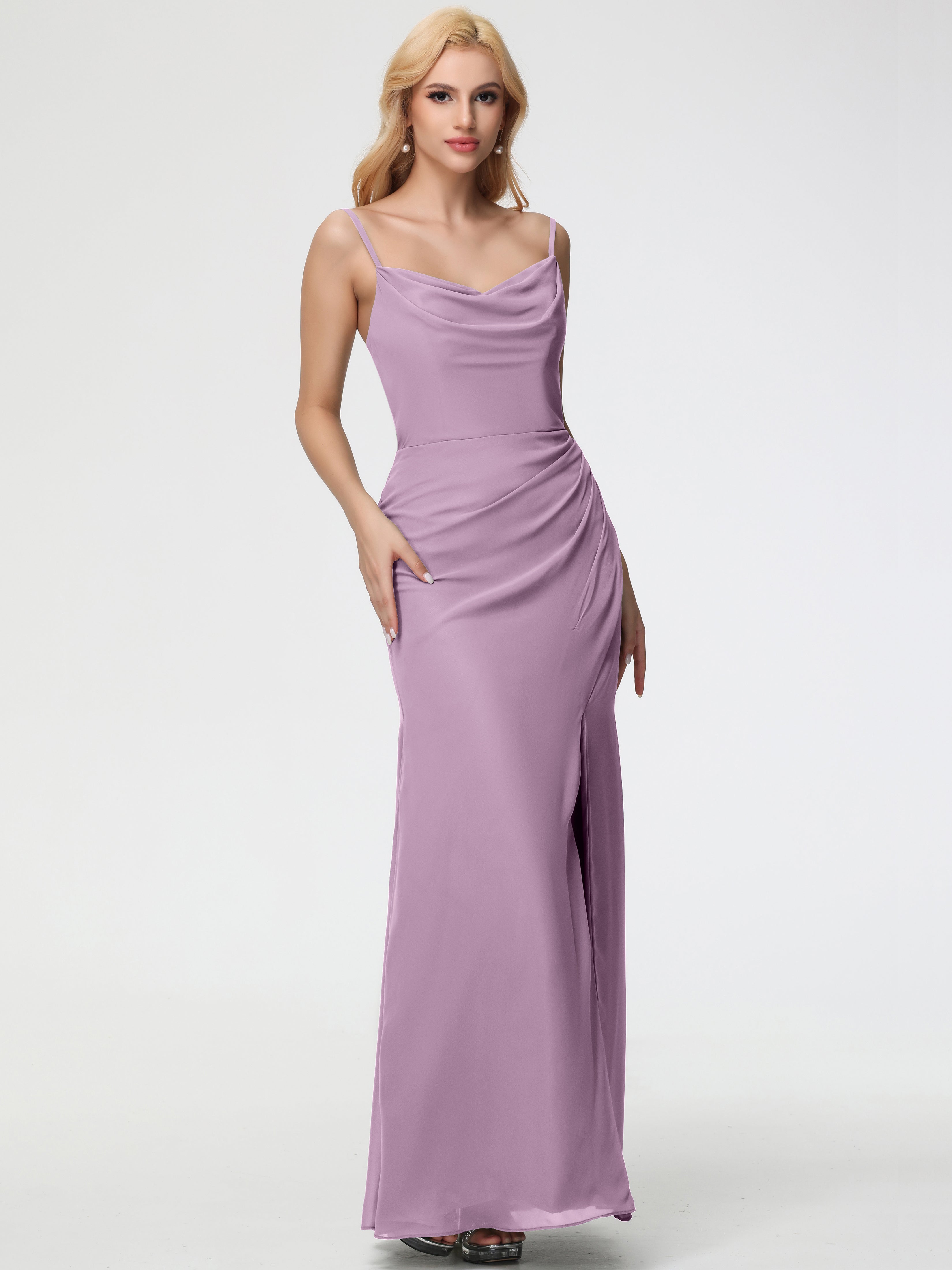 Cowl Sheath/Column Spaghetti Straps Chiffon Bridesmaid Dresses (Copy)