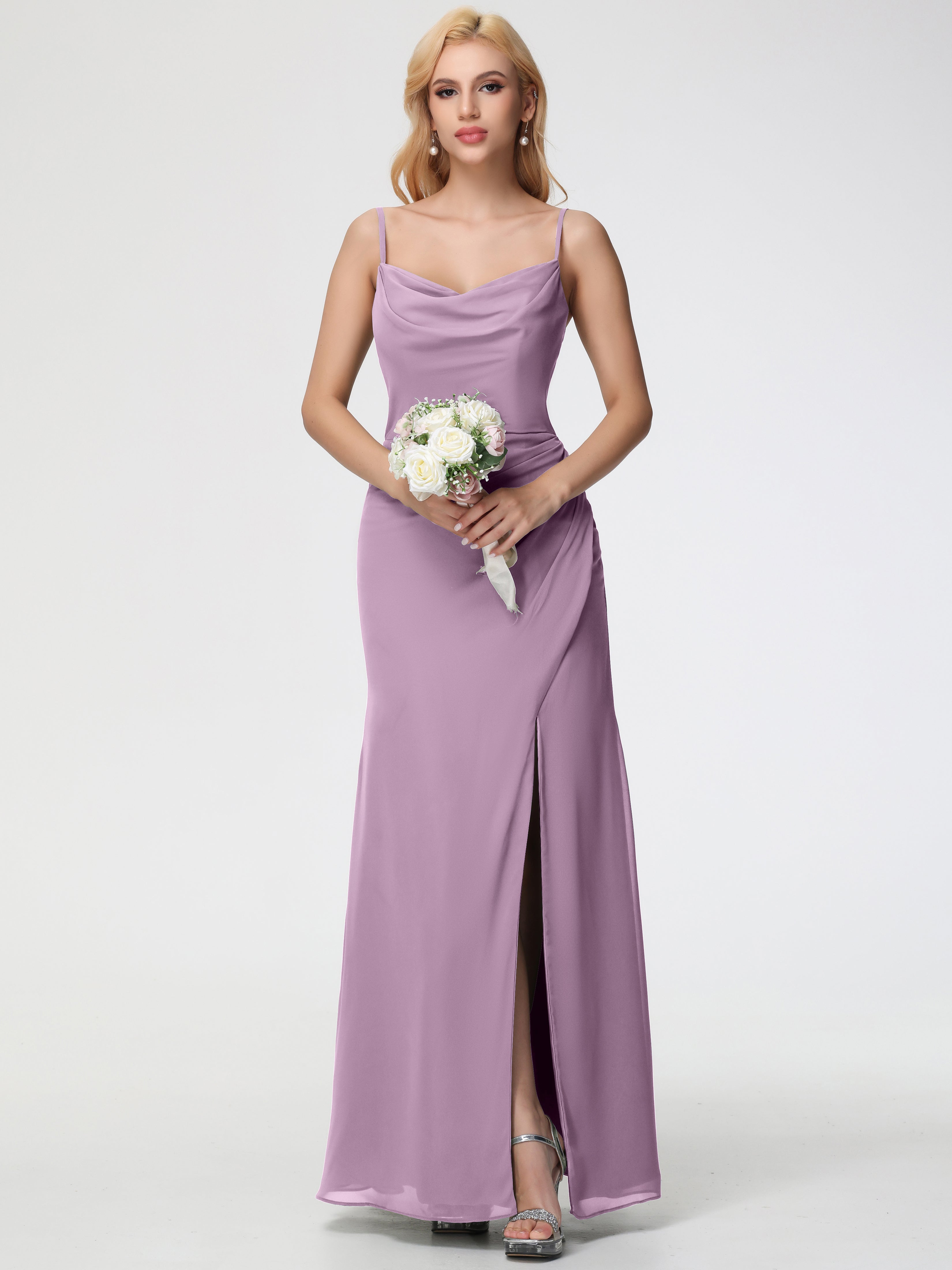 Cowl Sheath/Column Spaghetti Straps Chiffon Bridesmaid Dresses (Copy)