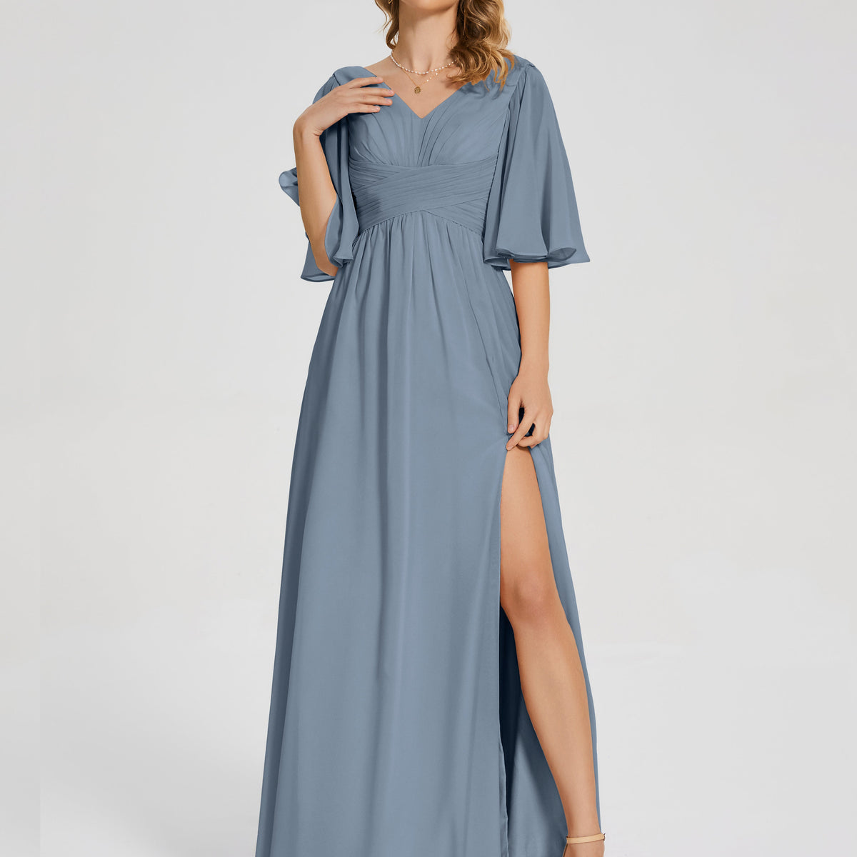 bytimo bohemian maxi dress - Georgette - Womens Clothing - Midnight - Long Evening Dress - Event wear - After 5 - weddings Size:8 (UK 12) lby-product-type_Kit CINDY COLLECTION 1418 –
