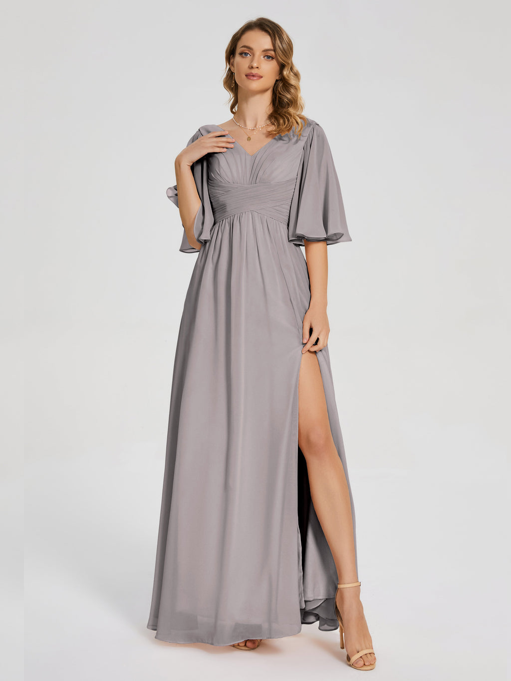 blue dress for baby girl Half Sleeve Silver Bridesmaid Dresses Plus Size Modest Mother of The Bride Dresses ARD1157