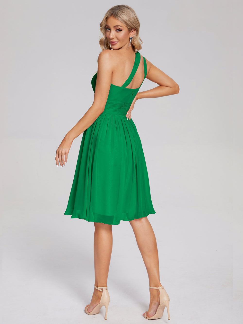 Short Chiffon Strapless Bridesmaid Gowns Emerald