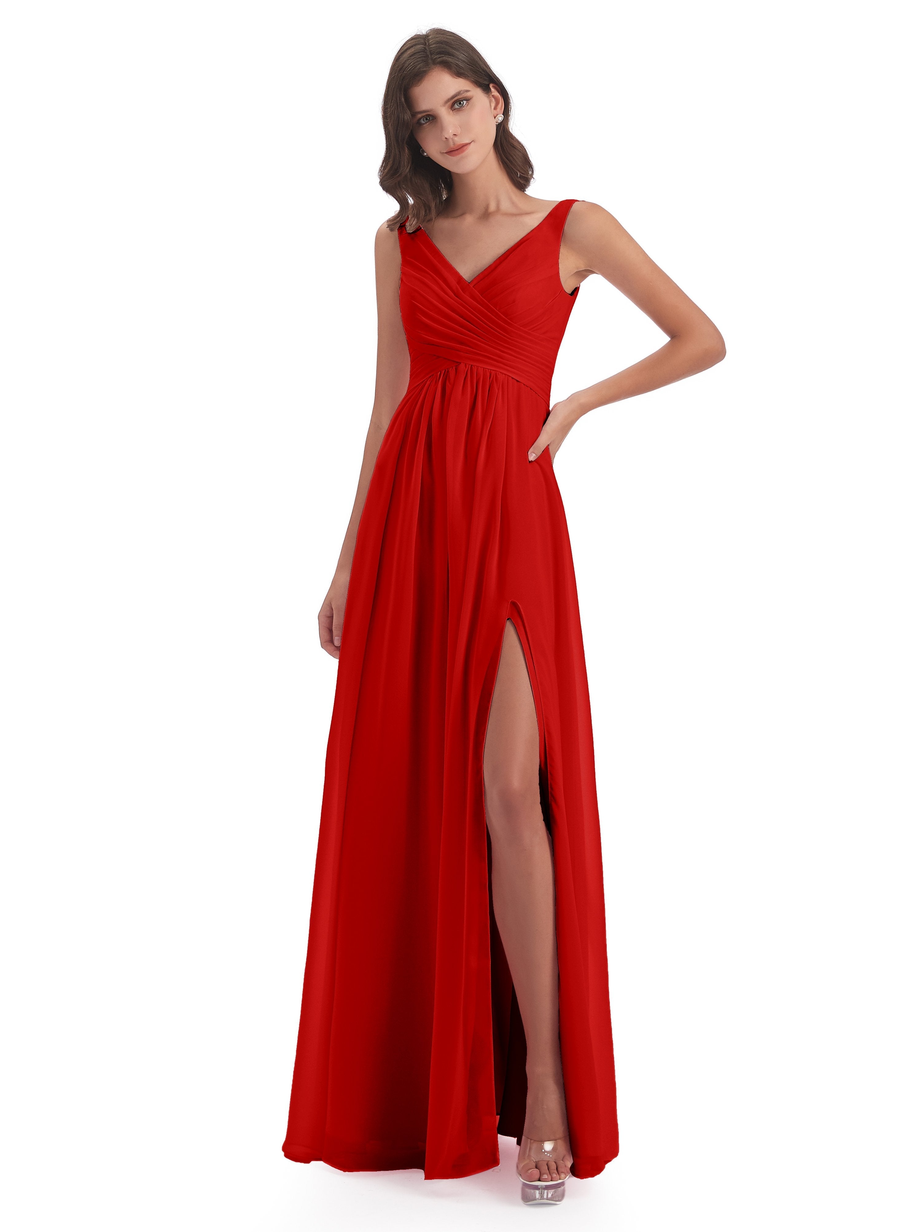 Red Adult Bridesmaid Dresses Chiffon Column Long Bridesmaid Dresses De Red Adult Bridesmaid Dresses Chiffon Column Long Bridesmaid Dresses De