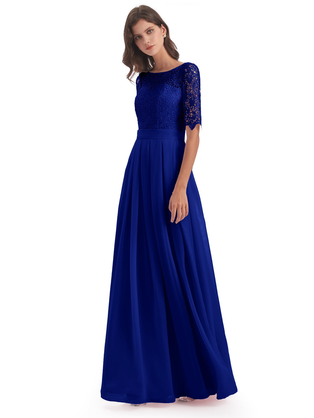 Royal Blue Bridesmaids Dresses Brielle Impressive Lace Half Sleeves Ch