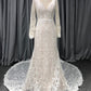 Mermaid V-neck Court Train Long Sleeves Wedding Dresses With Lace