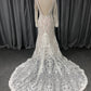 Mermaid V-neck Court Train Long Sleeves Wedding Dresses With Lace