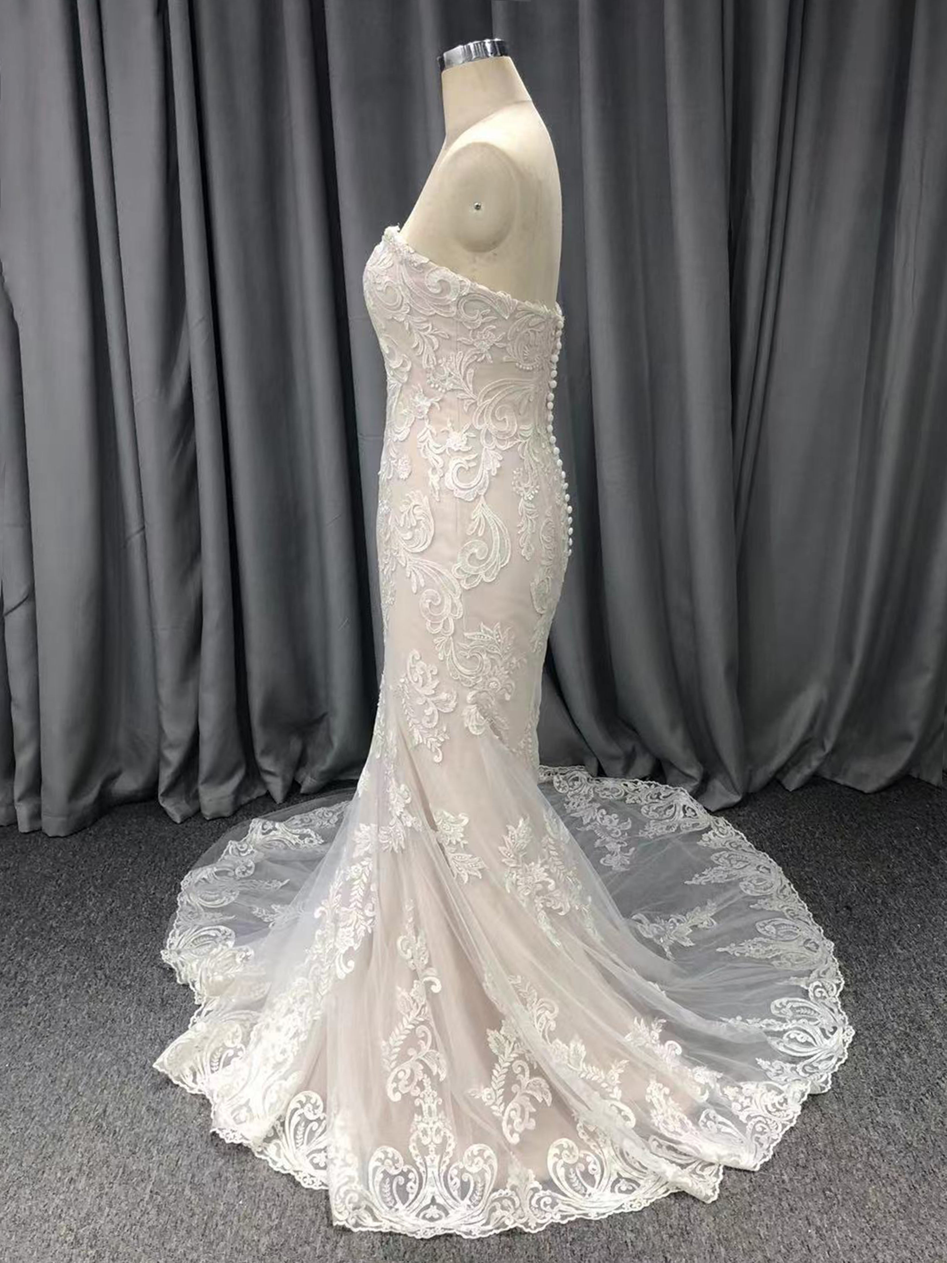 Mermaid Sweetheart Court Train Sleeveless Lace Wedding Dresses