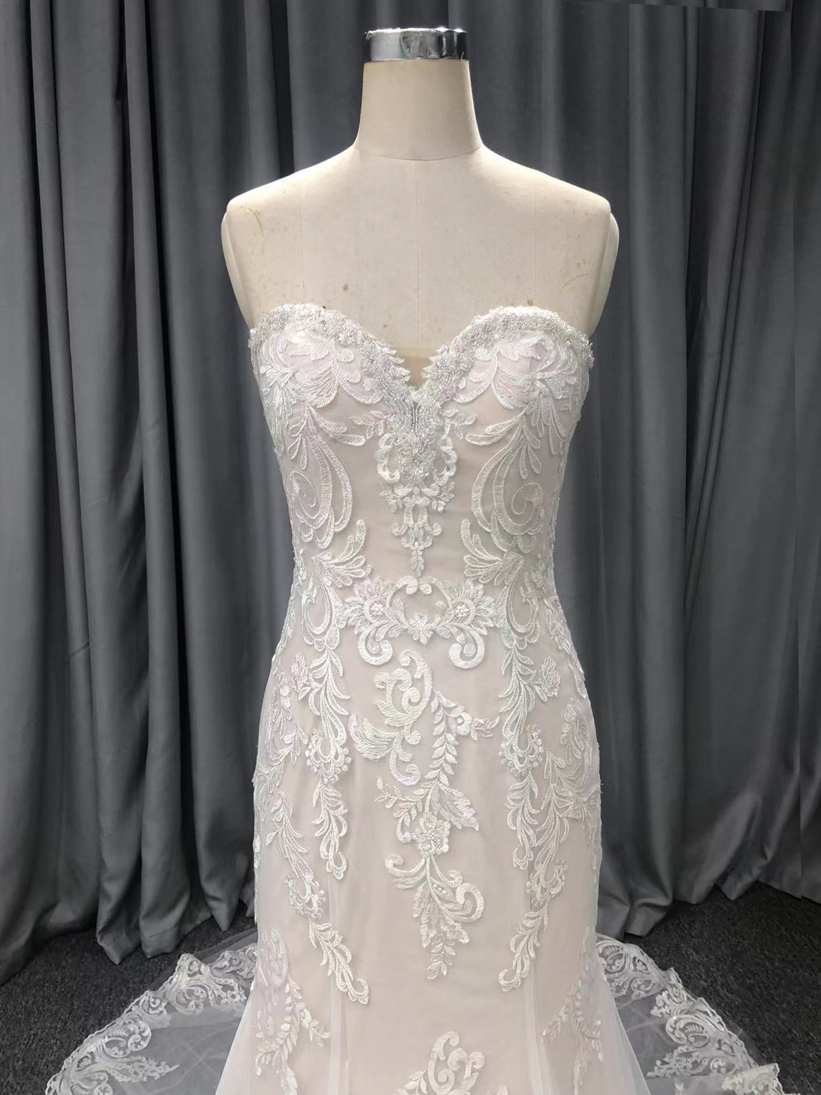 Mermaid Sweetheart Court Train Sleeveless Lace Wedding Dresses