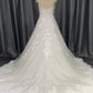 Illusion Sweetheart Sweep Train Tulle Wedding Dresses With Lace