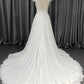 Lace V-neck Court Train Chiffon Wedding Dresses With Lace