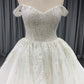 Ball-Gown/Princess Off the Shoulder Court Train Lace Tulle Wedding Dress Sequins
