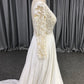 Charming V-neck Court Train Long Sleeves Tulle Wedding Dresses With Lace