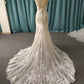 Trumpet/Mermaid V-neck Sweep Train Lace Wedding Dresses With Sequin