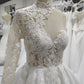 A-Line Long Sleeves Sweep Train Wedding Dresses With Lace