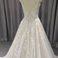 A-Line Spaghetti Straps Court Train Wedding Dresses With Lace