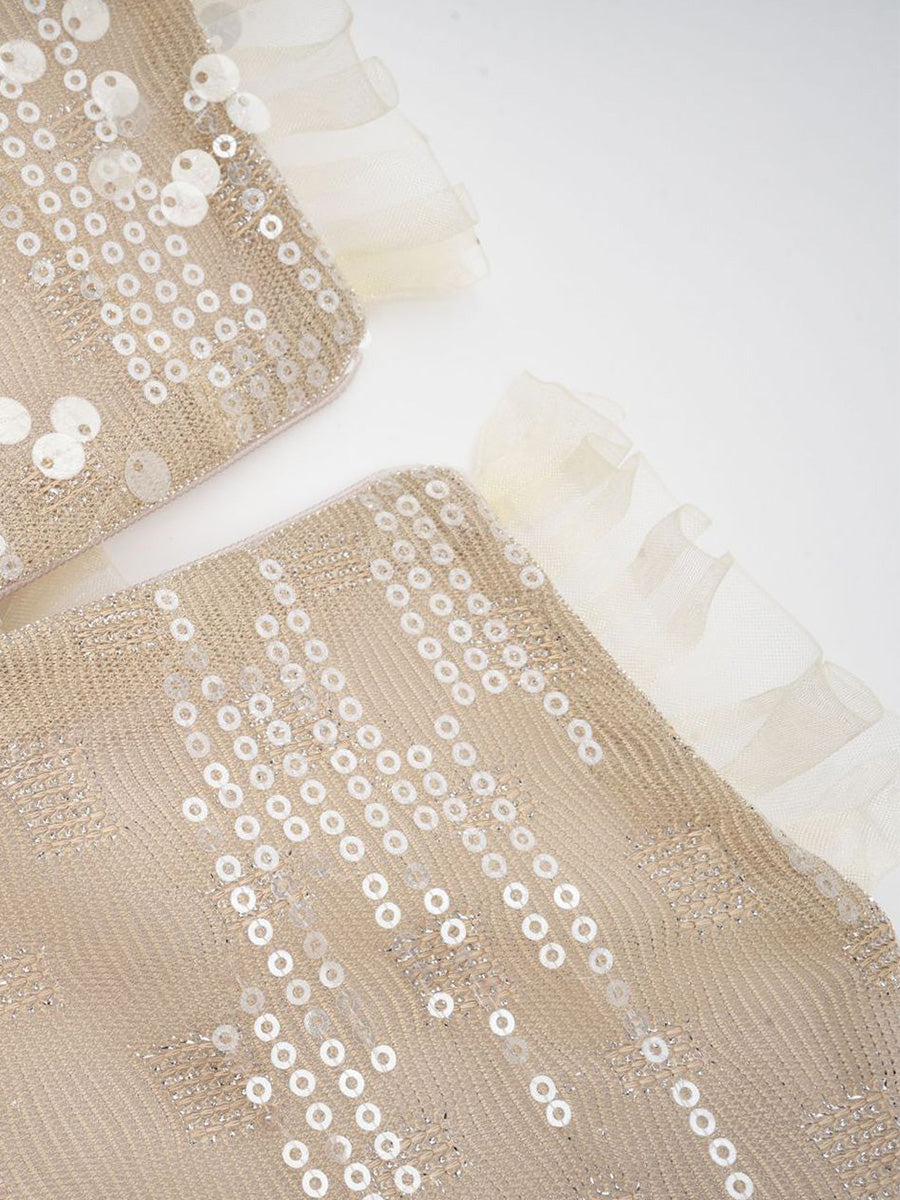 Cicinia A-Line Champagne Prom Dress Long Sleeves Sequin Elegant Evening Gown