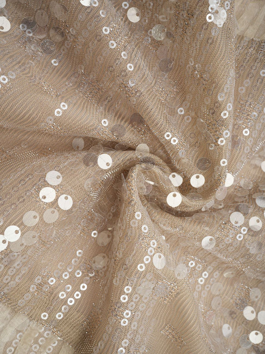 Cicinia A-Line Champagne Prom Dress Long Sleeves Sequin Elegant Evening Gown