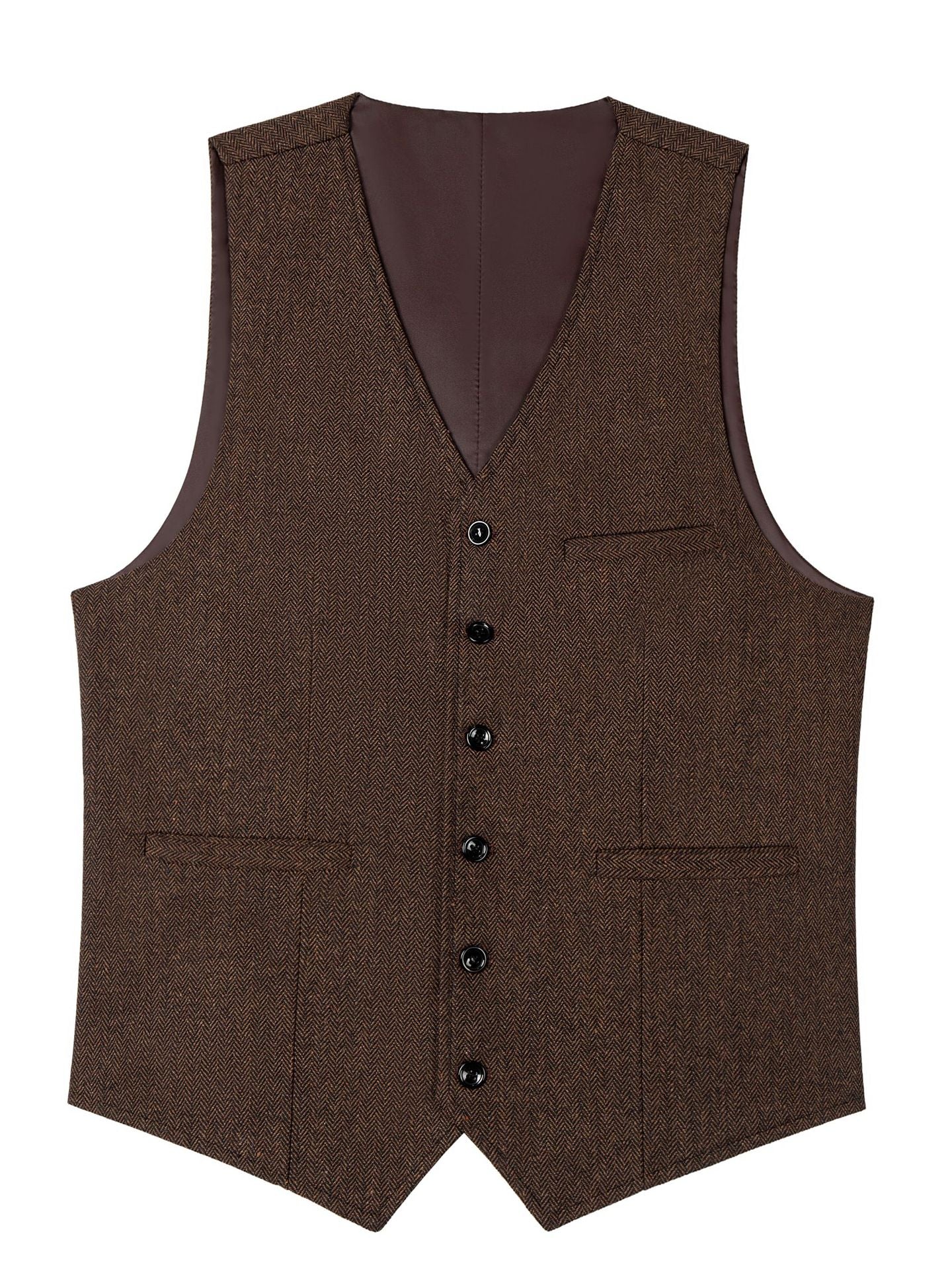 3 Piece Men's Suits Carded Wool Suit with Chevron Pattern New Collection Formal and Business
