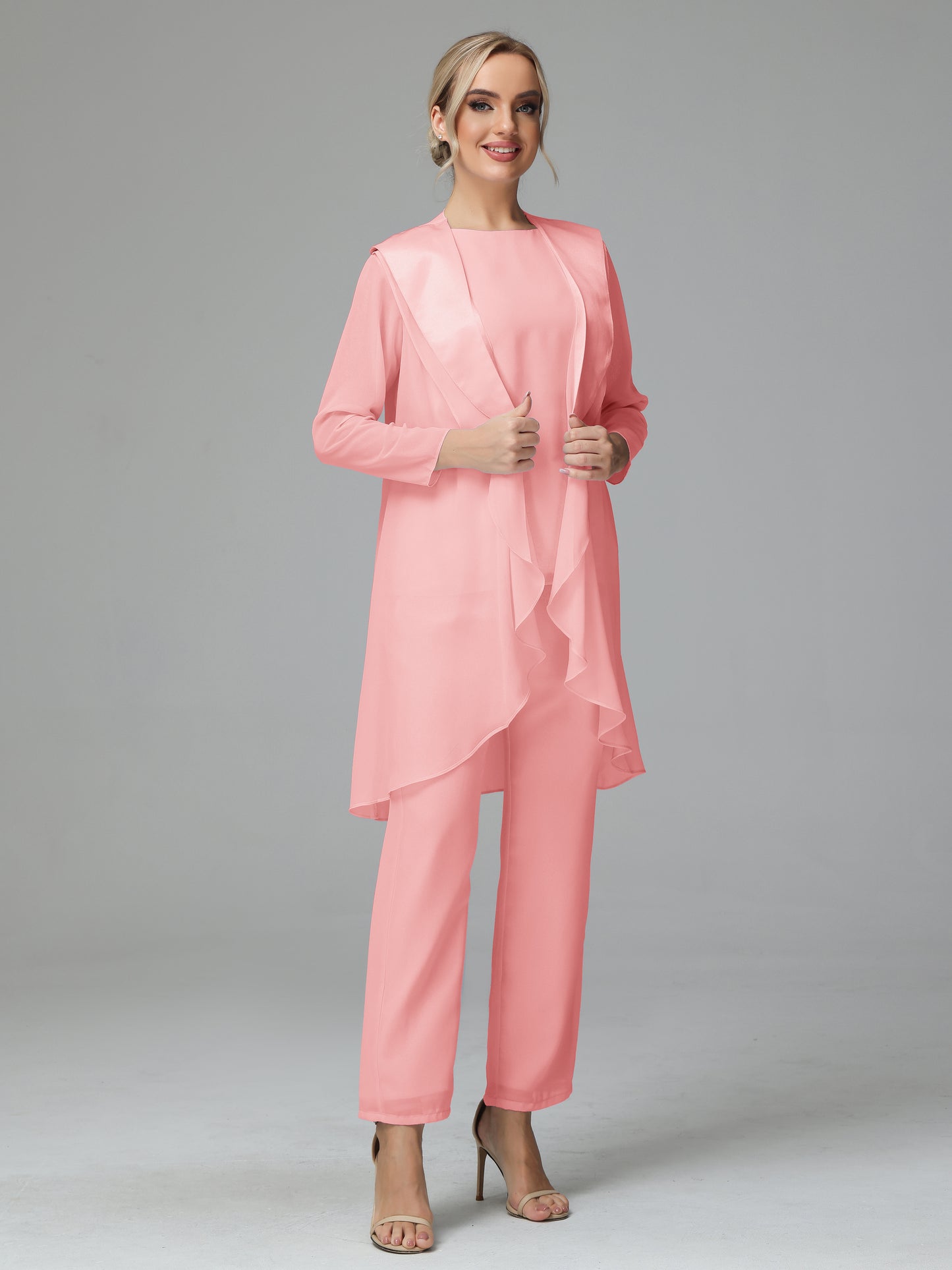 3 Pieces Chiffon comfortable Mother of the Bride Dress Pant Suits