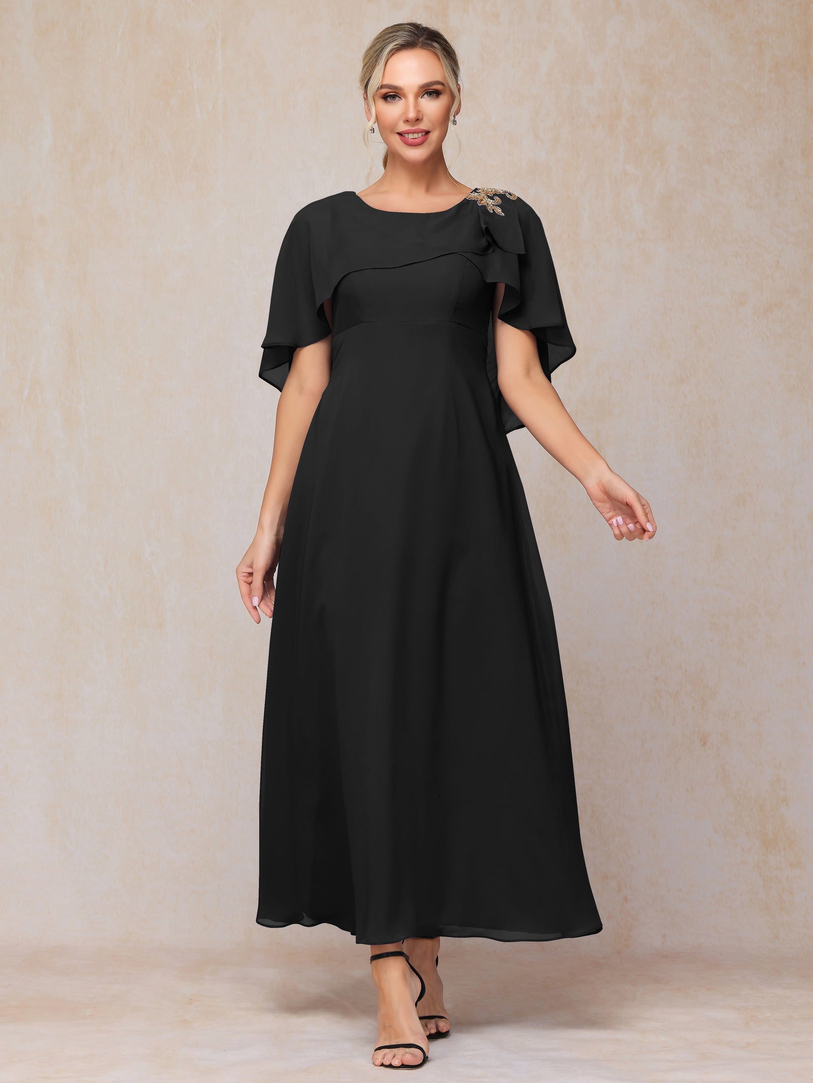 Cicinia Dusty Blue Mother Of The Bride Dress Half Sleeves Long Chiffon Lace A-line V-neck High-Low Hemline main image 0